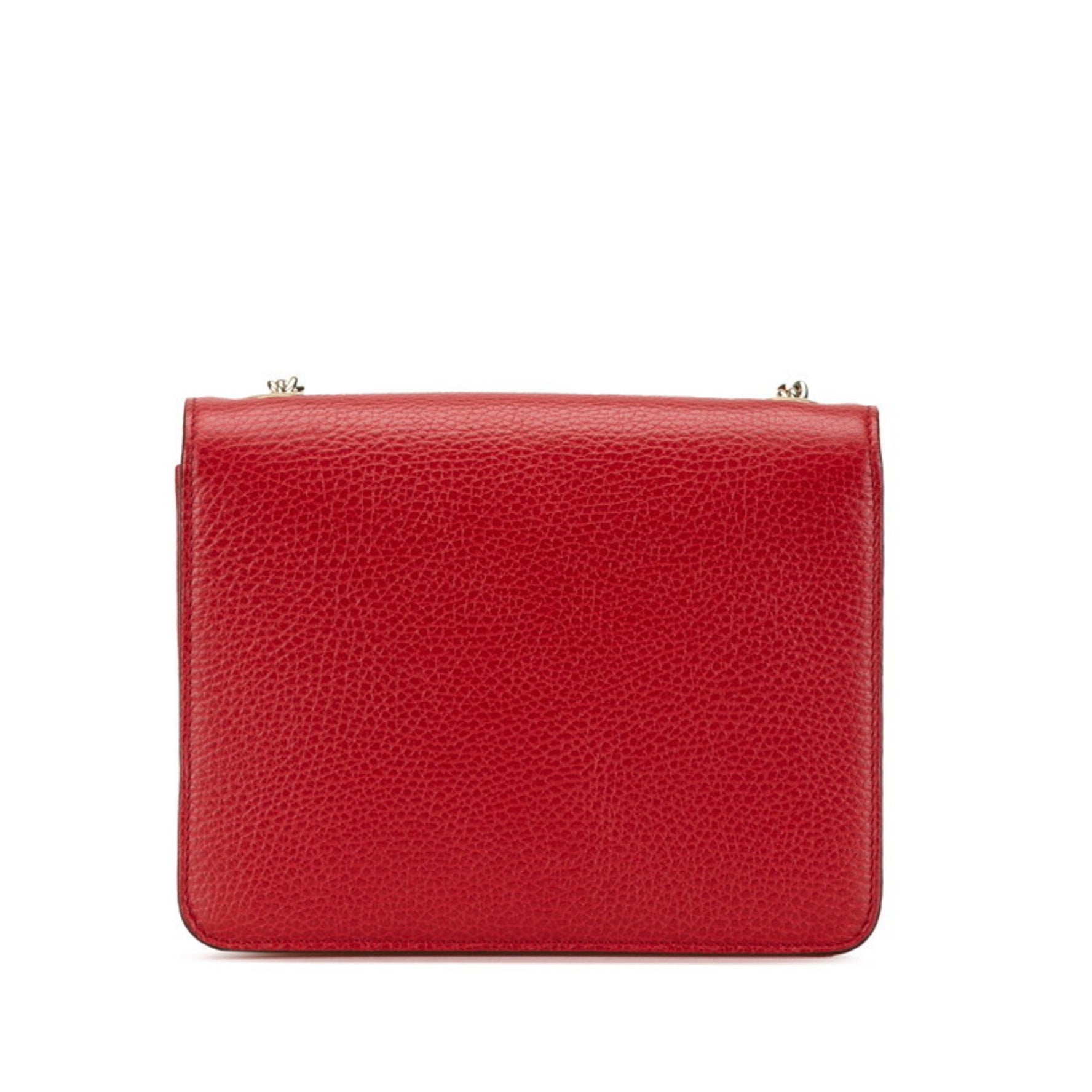 Gucci Interlocking G Chain Shoulder Bag Red Leather