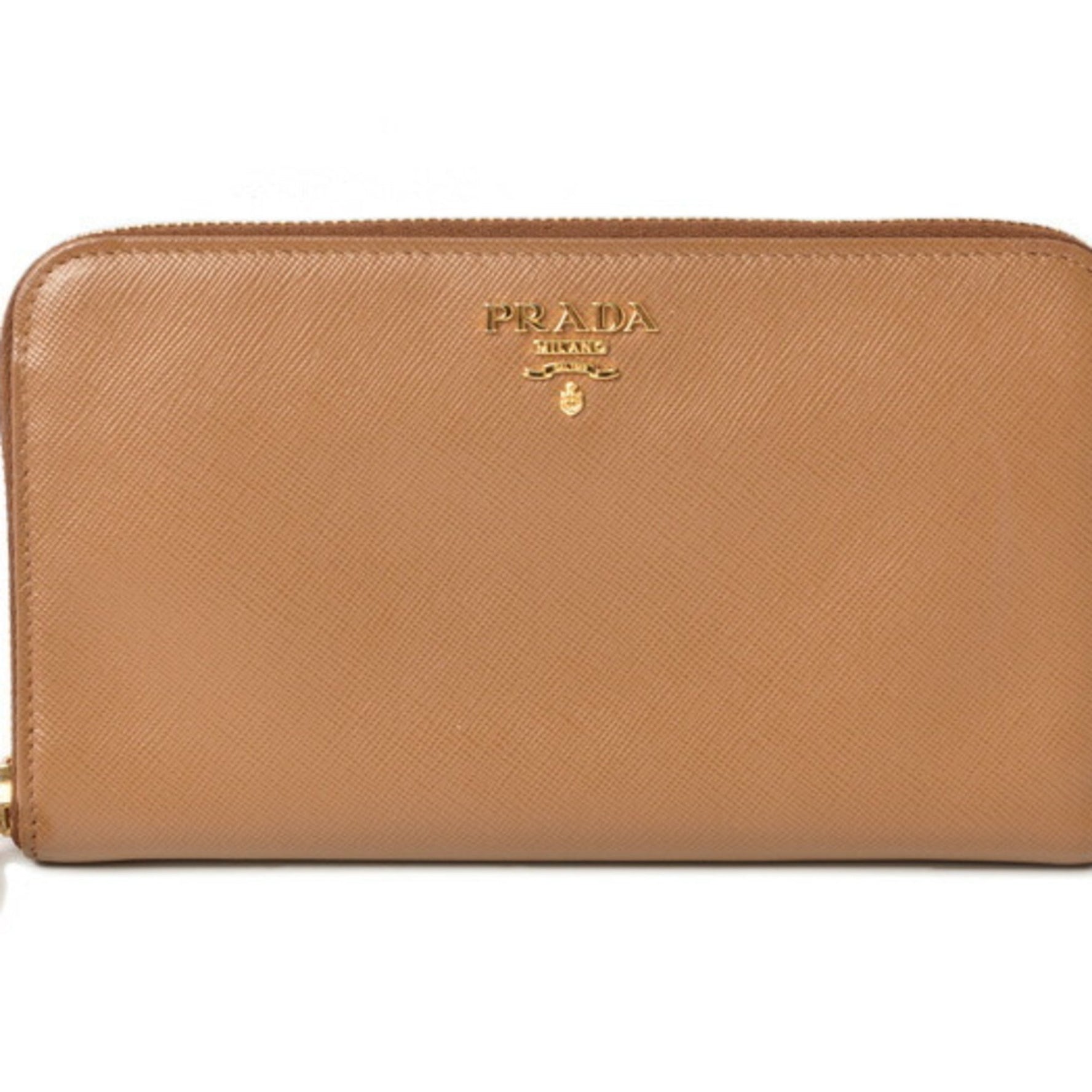 Prada wallet long SAFFIANO METAL embossed leather CARAMEL caramel
