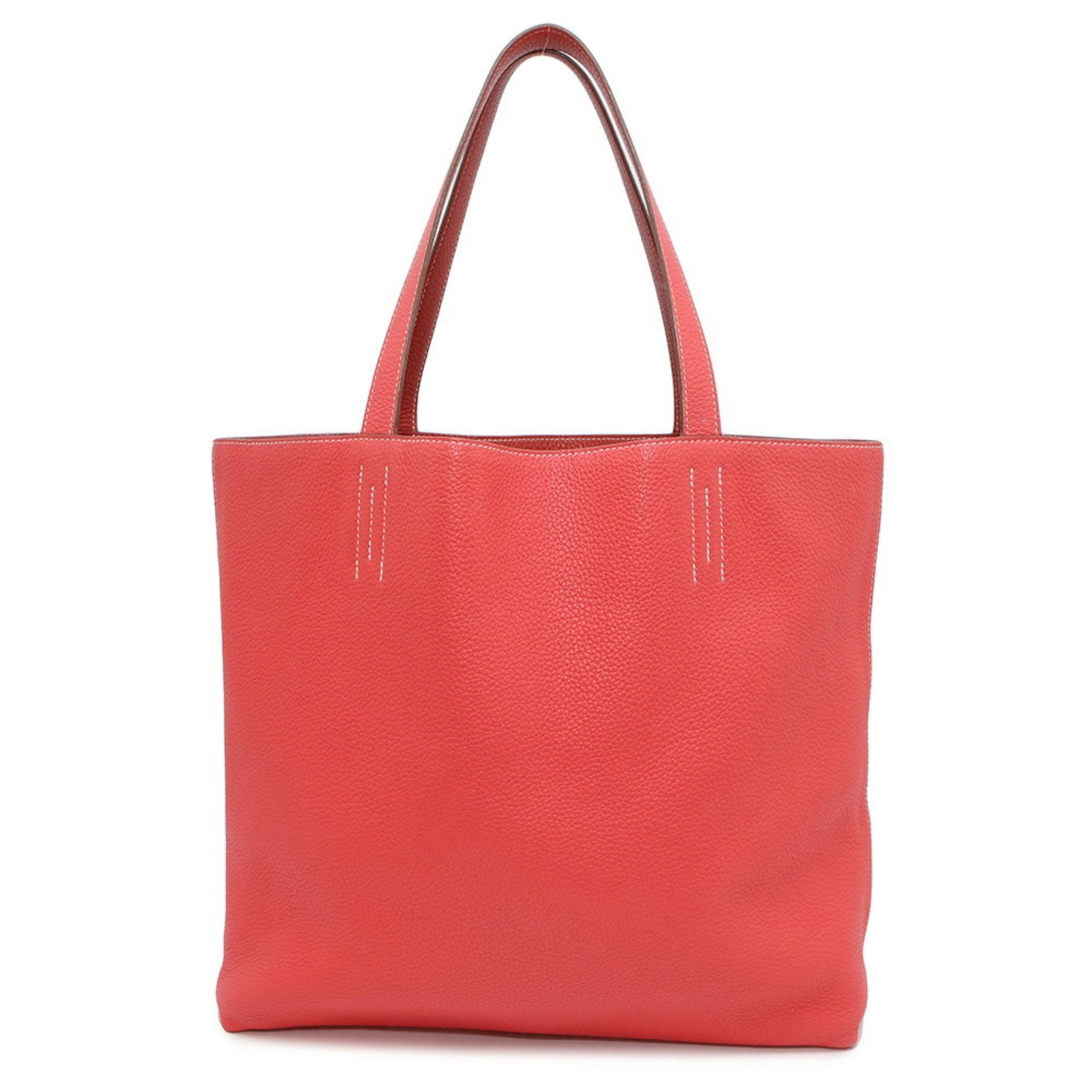 Hermes Tote Bag Double Sens 45 Rose Jaipur Sanguine Taurillon Clemence □R stamp