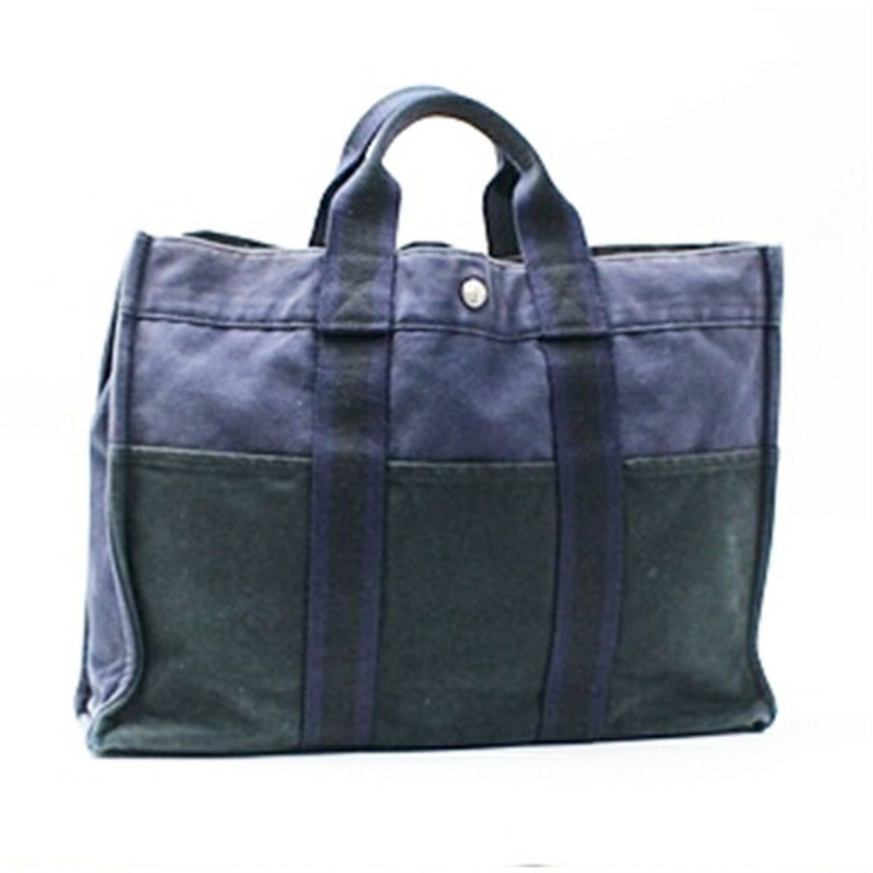 Hermes Hermès Foul Tou MM Canvas Tote Bag, Navy x Black Two-Tone