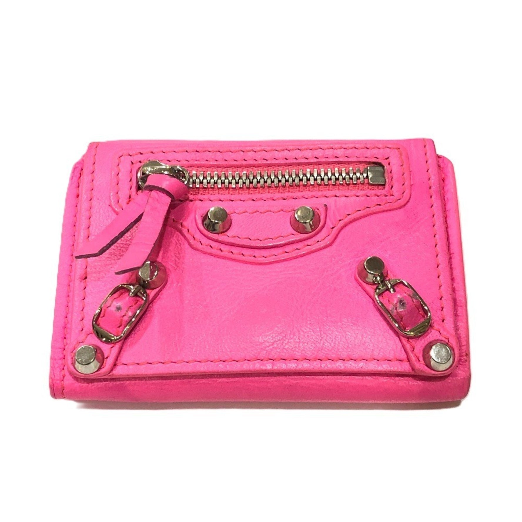 BALENCIAGA Classic Compact Wallet Tri-fold Leather