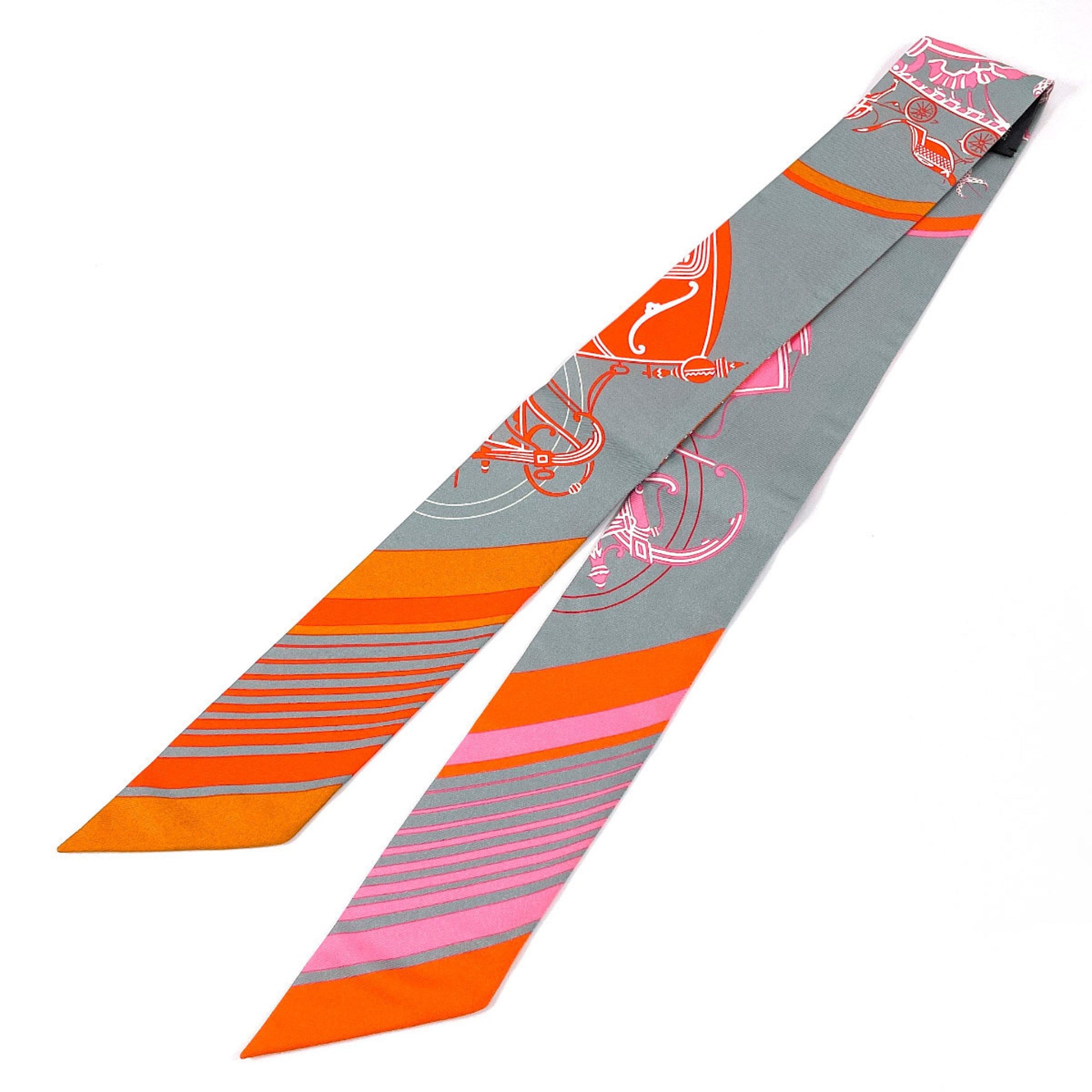 HERMES Ex Libris Twilly Silk Grey