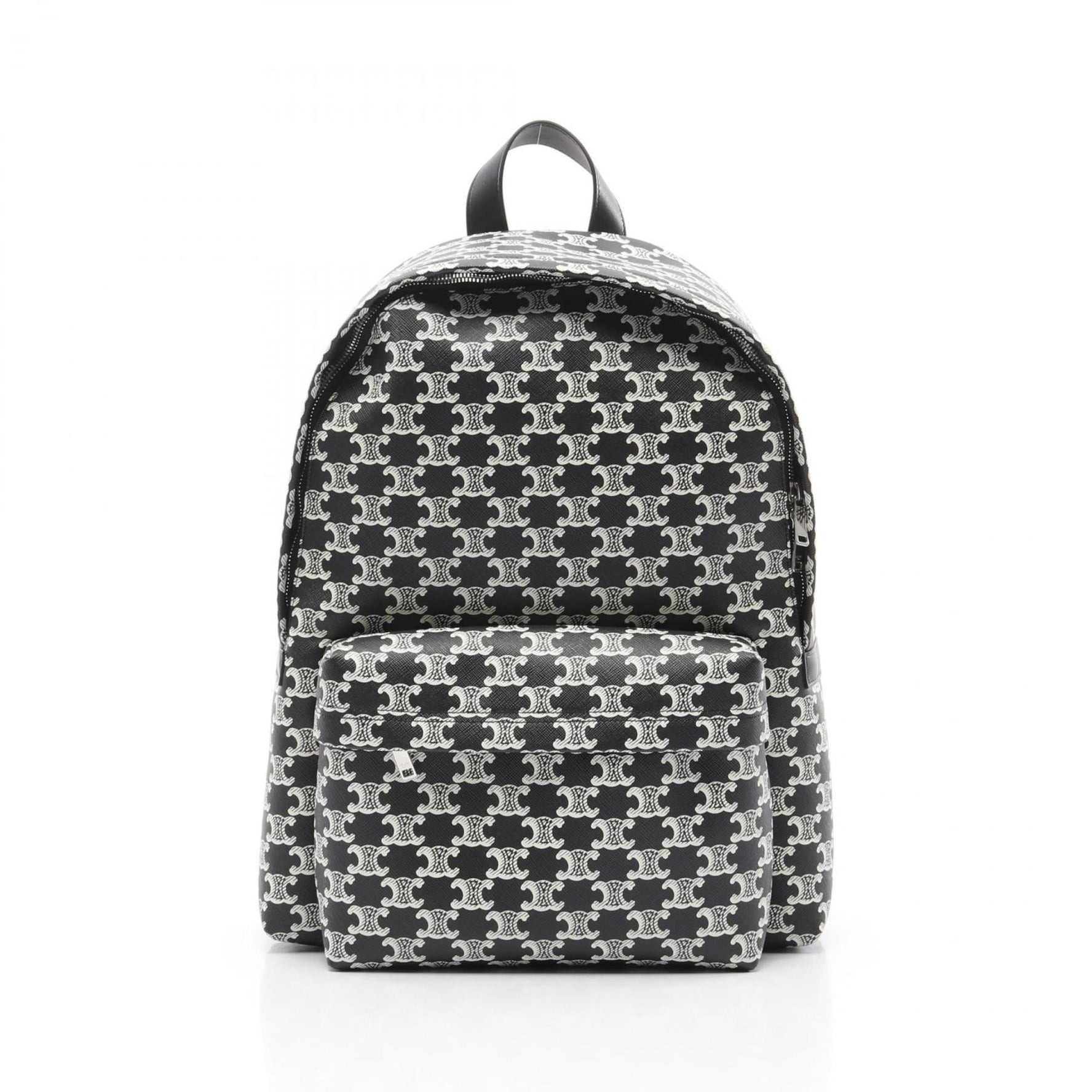 CELINE Triomphe Backpack Coated Canvas Leather Black Ivory