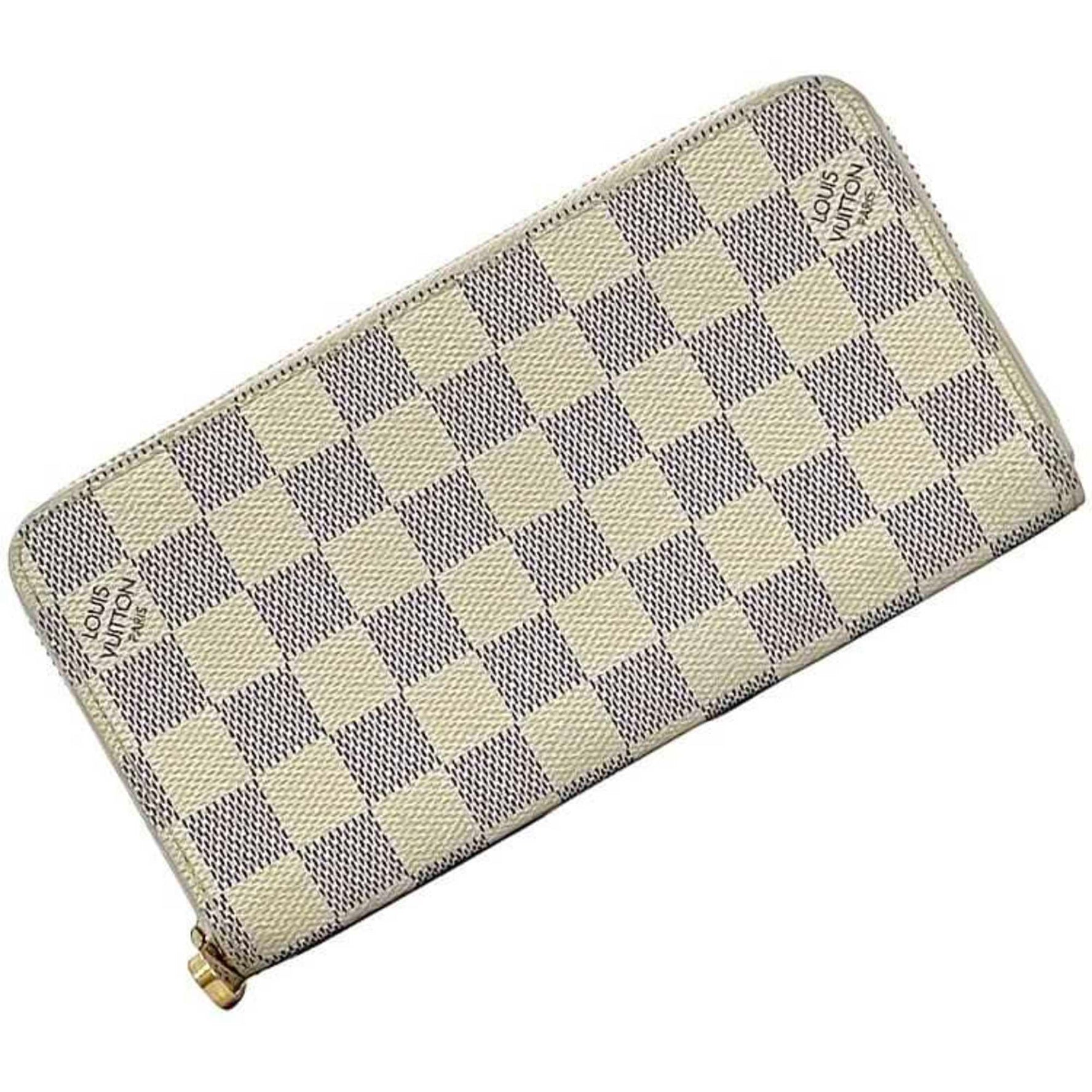 Louis Vuitton Round Long Wallet Zippy Gray White Damier Azur Canvas