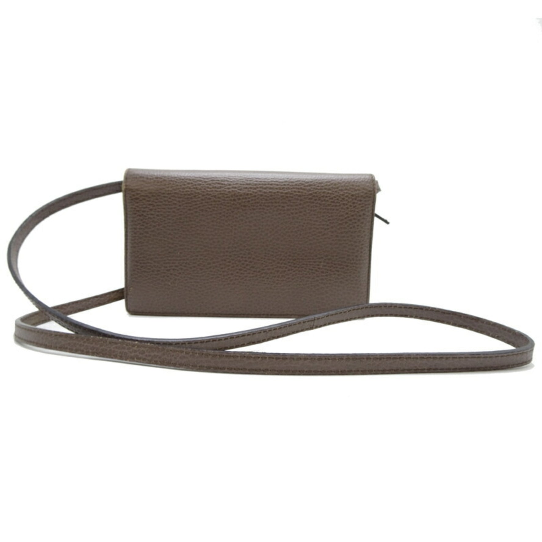 Gucci Shoulder Wallet Bi-fold Leather Greige