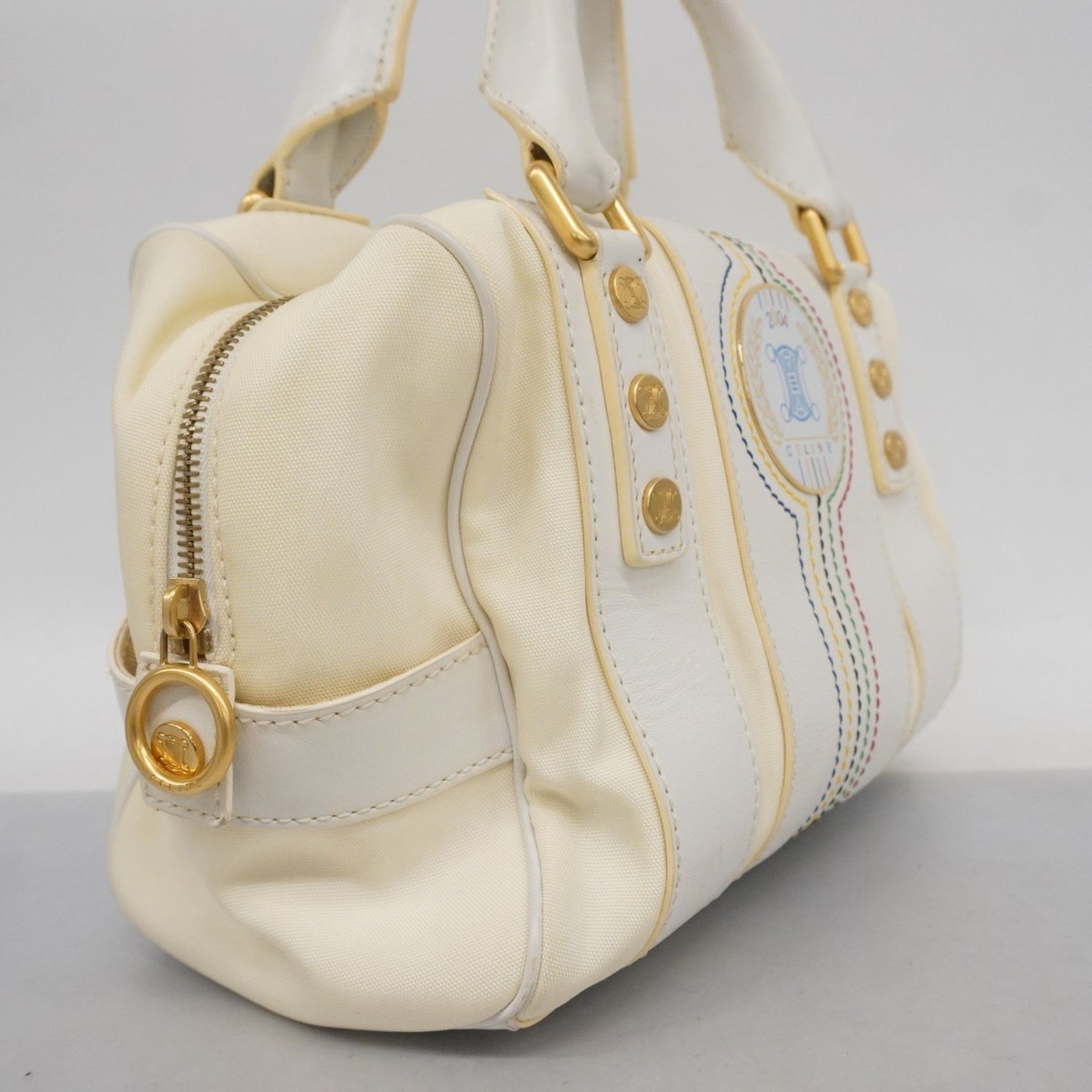 Celine handbag, Athens Olympics limited edition, nylon, leather, ivory, white