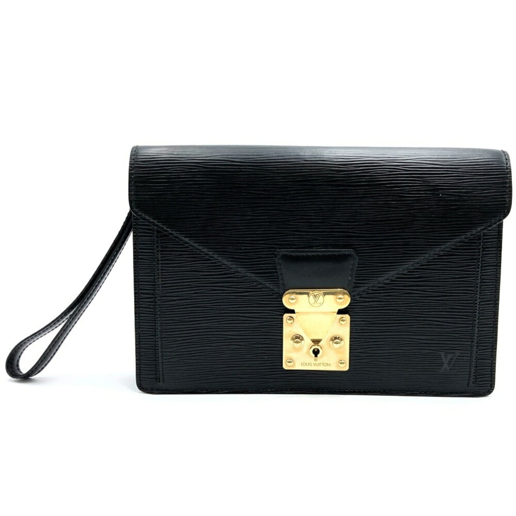 Louis Vuitton Pochette Serie Dragonne Clutch Bag Epi Leather Noir Black