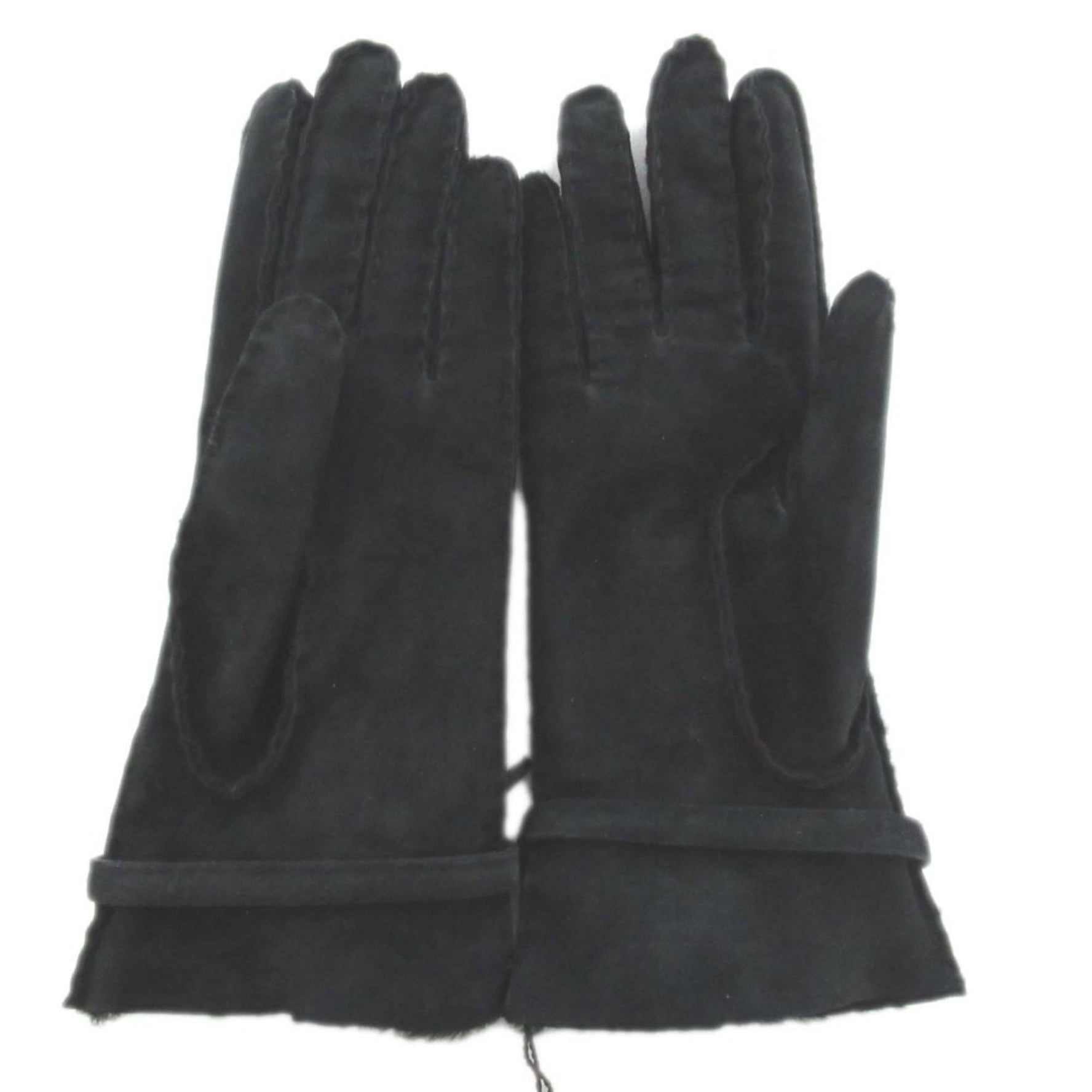 GUCCI Tom Ford period Mouton Women's Gloves 6 1 2 Black x Gold hardware