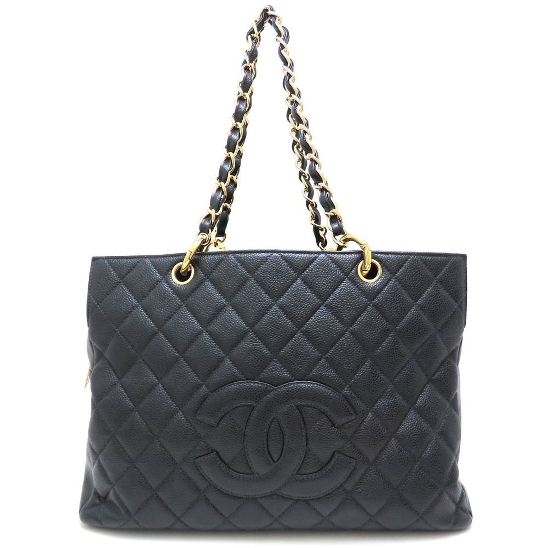 CHANEL Chain Tote Bag Caviar Skin