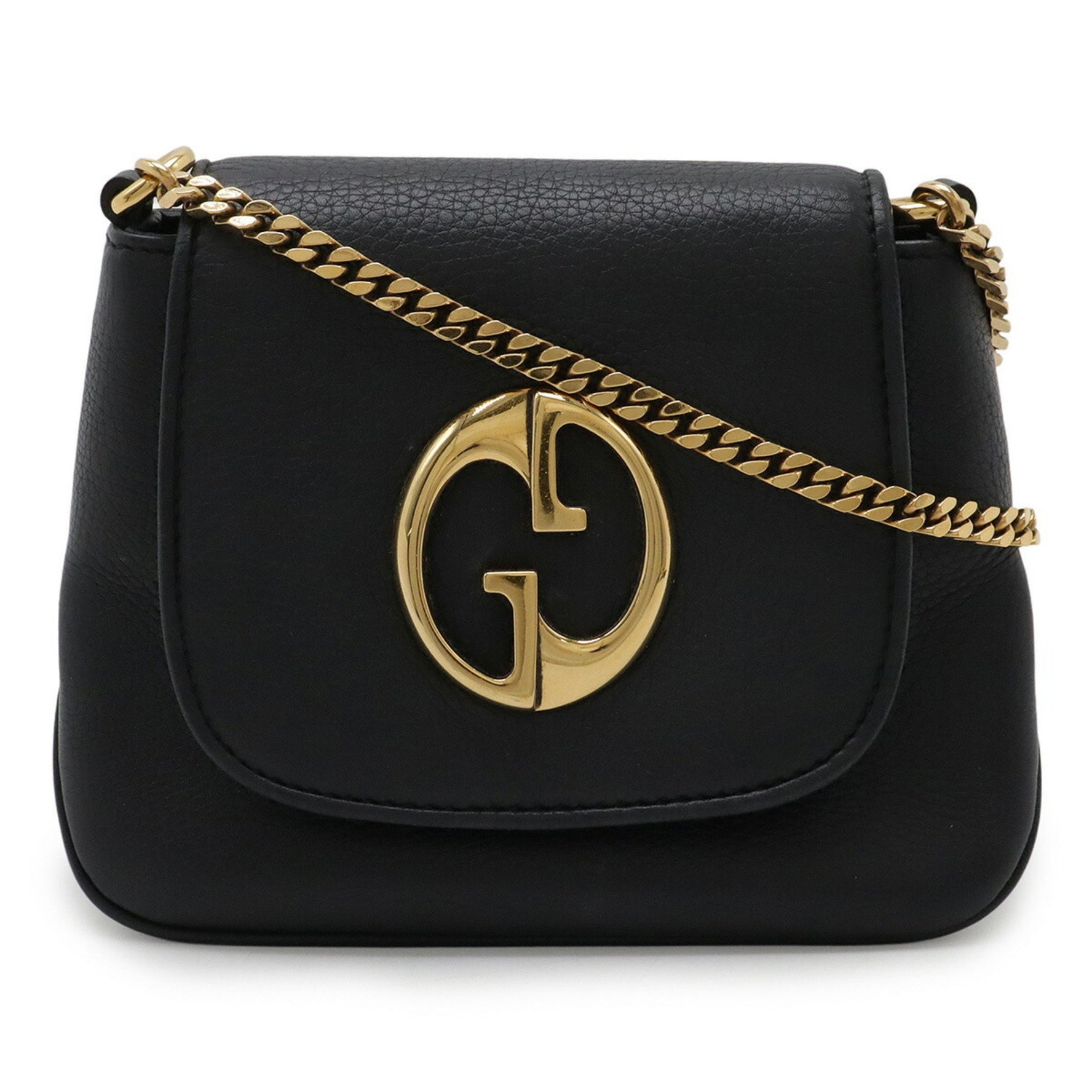 GUCCI Double G Detail Chain Bag Shoulder Mini Pochette Leather