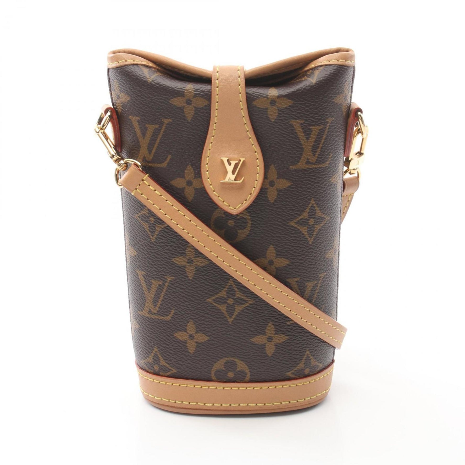 Louis Vuitton Fold Me Pouch Shoulder Bag Coated Canvas Leather Monogram Brown