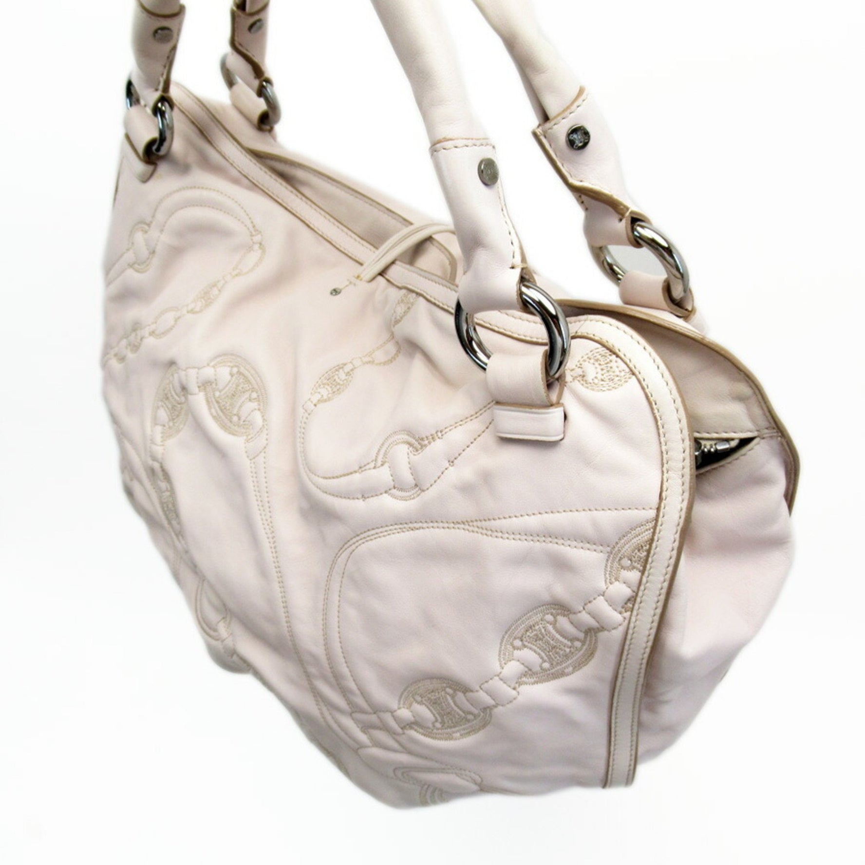 Celine Handbag Macadam Pink Beige Leather