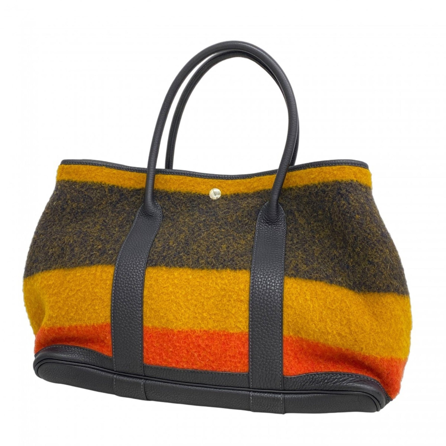 Hermes Hermès Garden Rocabar PM Tote Bag, Wool, Yellow, Orange, Navy, V Stamp