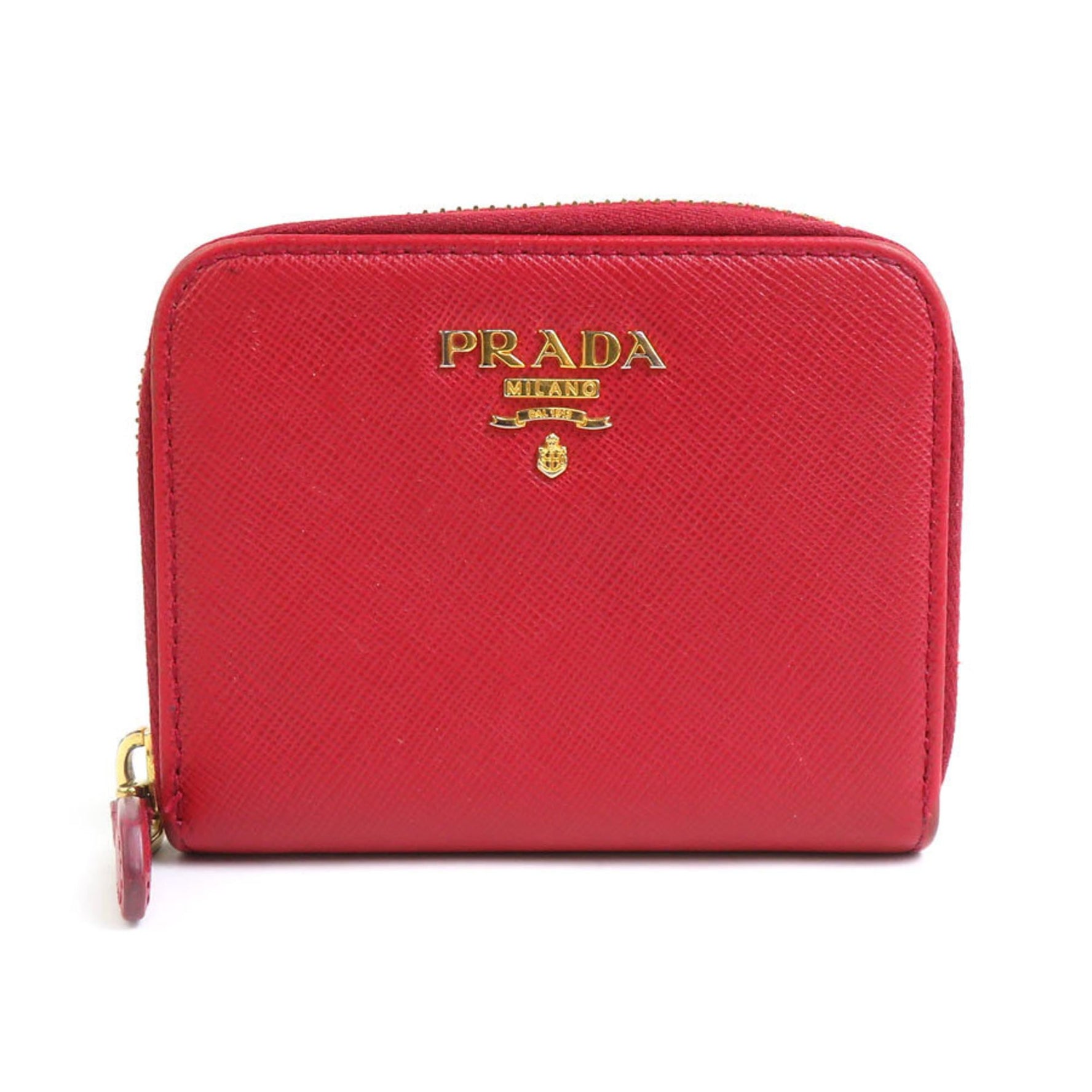 PRADA Wallet/Coin Case Leather Dark Red Gold Women's e59902a