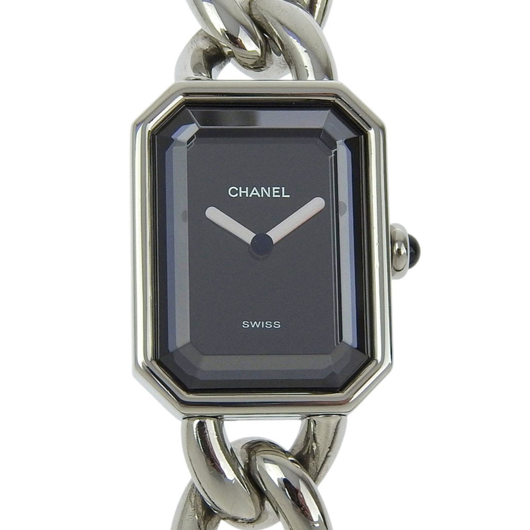 CHANEL Premiere M Watch Stainless Steel Quartz Analog Display Black Dial