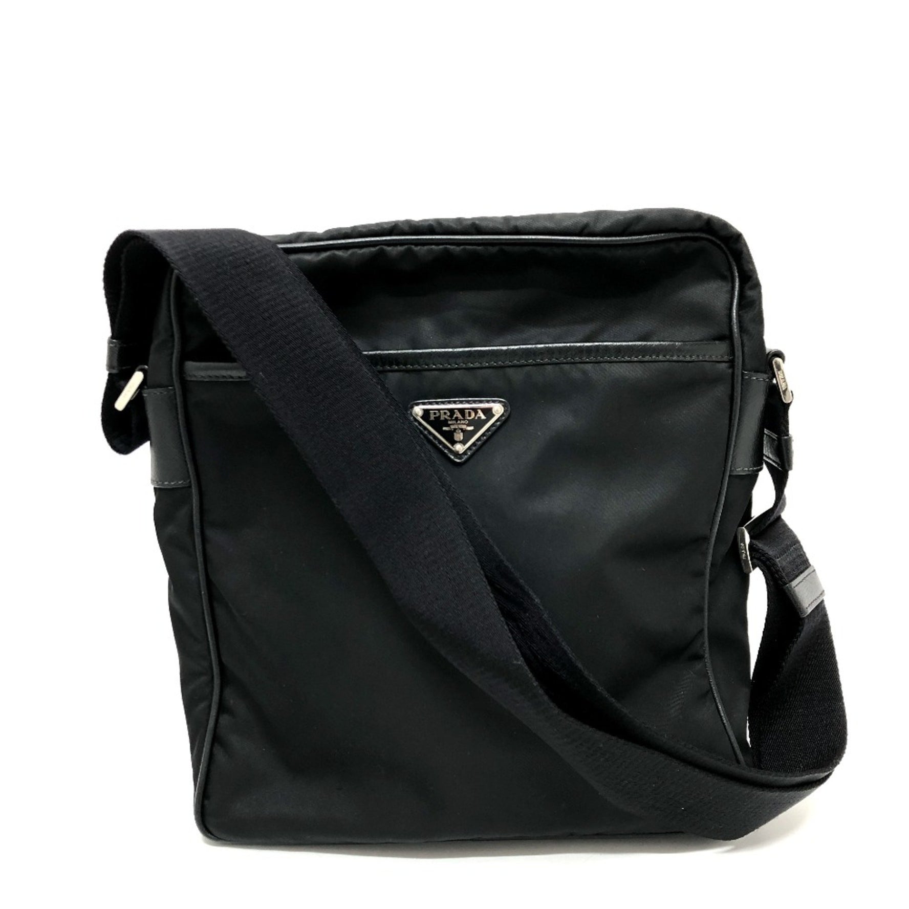 PRADA Crossbody bag Shoulder Bag NERO SilverHardware