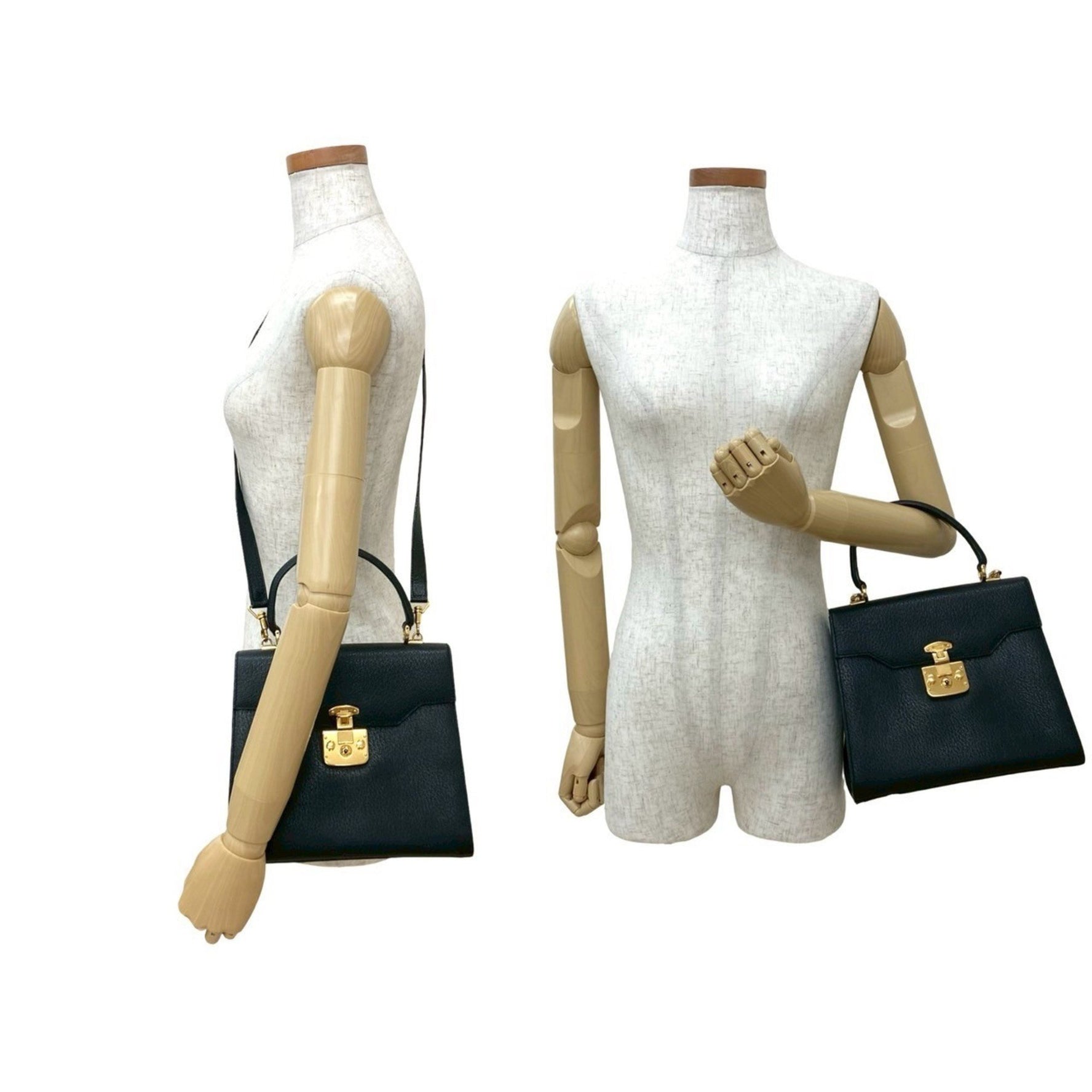 GUCCI Old Ladylock Leather Handbag/Shoulder Bag