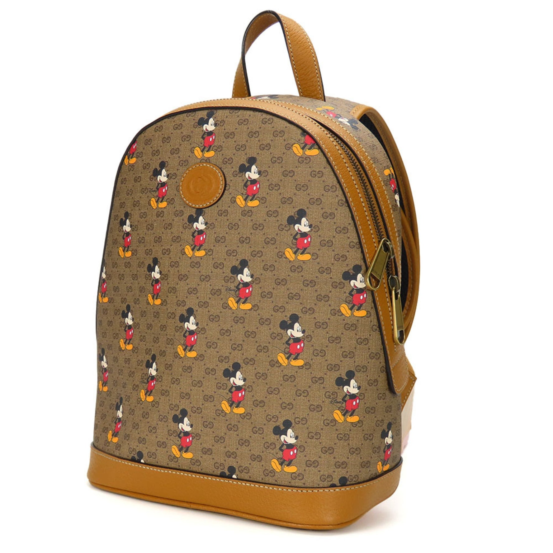 Gucci Backpack/Daypack Small Backpack GG Supreme Canvas Brown Camel Mickey Mouse x Disney