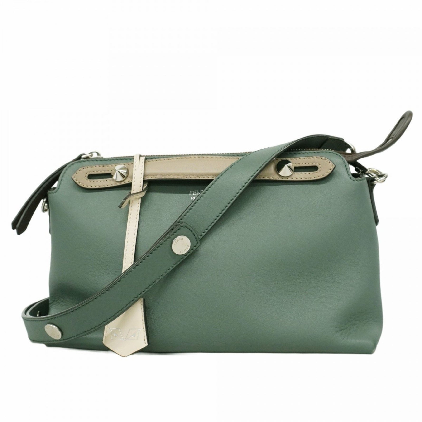 Fendi By the Way Leather Handbag in Green and Beige, Bag