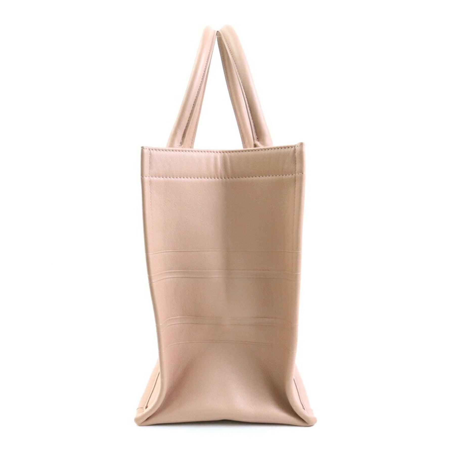 Christian Dior Handbag Tote Bag Book Leather Pink Beige -
