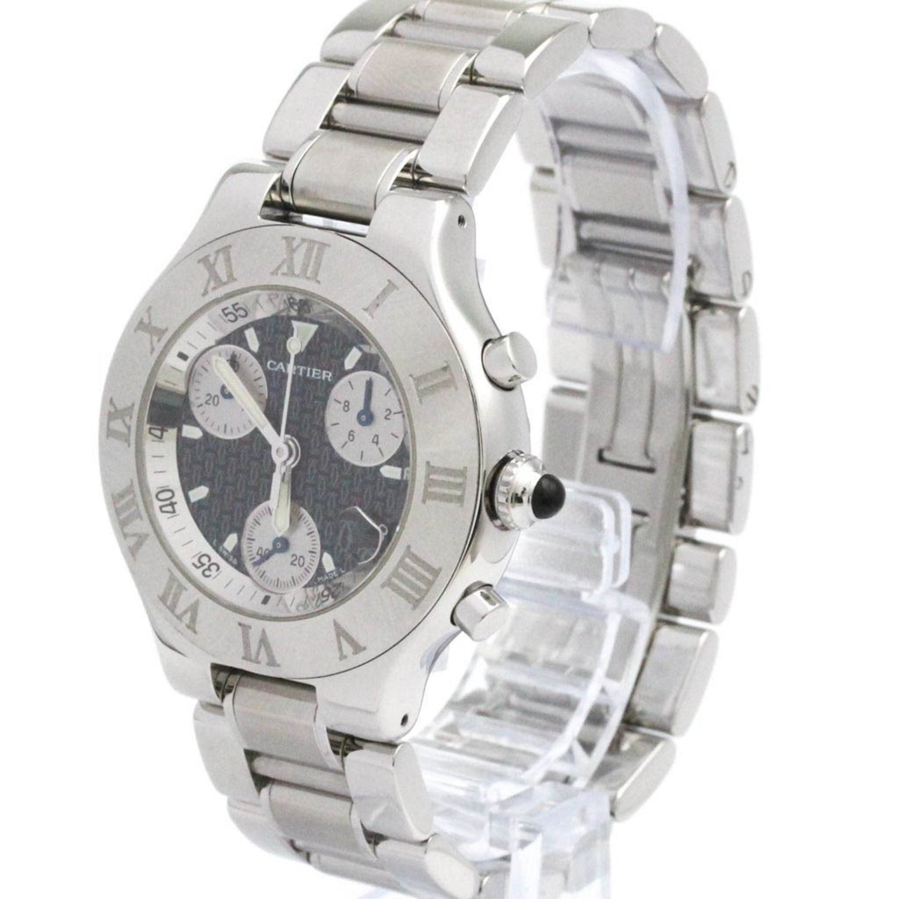 CARTIER Must 21 Chronoscaph Steel Quartz Watch Polished