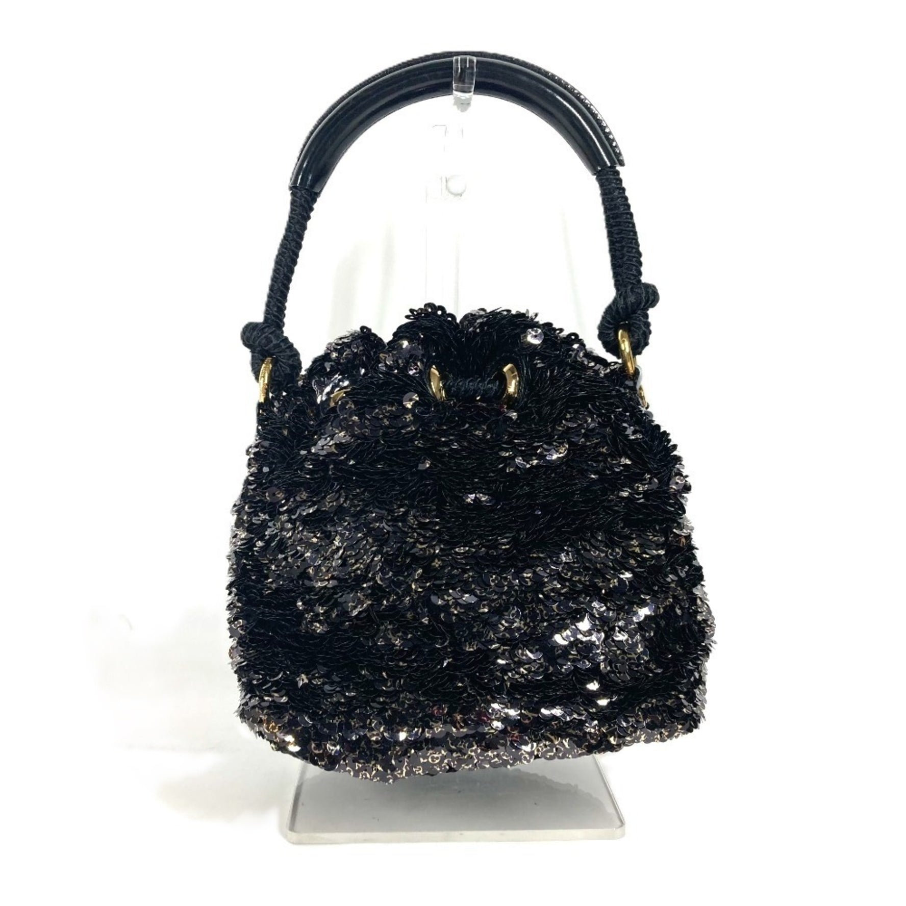 Louis Vuitton Mini No Erococo Shoulder Handbag Bag Sequin Leather Noir Black