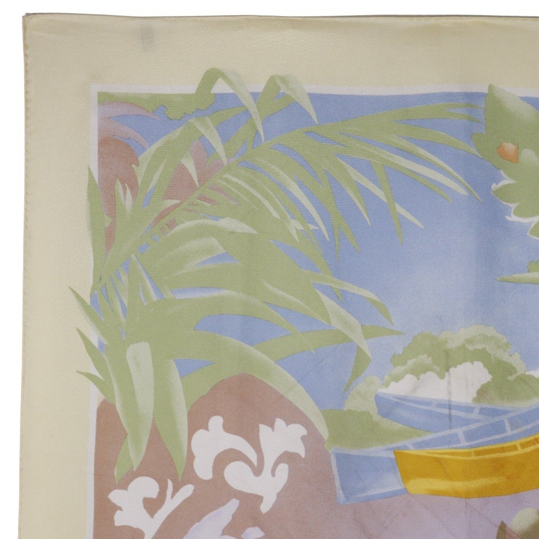 Celine scarf tropical pattern silk made in Italy yellow blue ladies