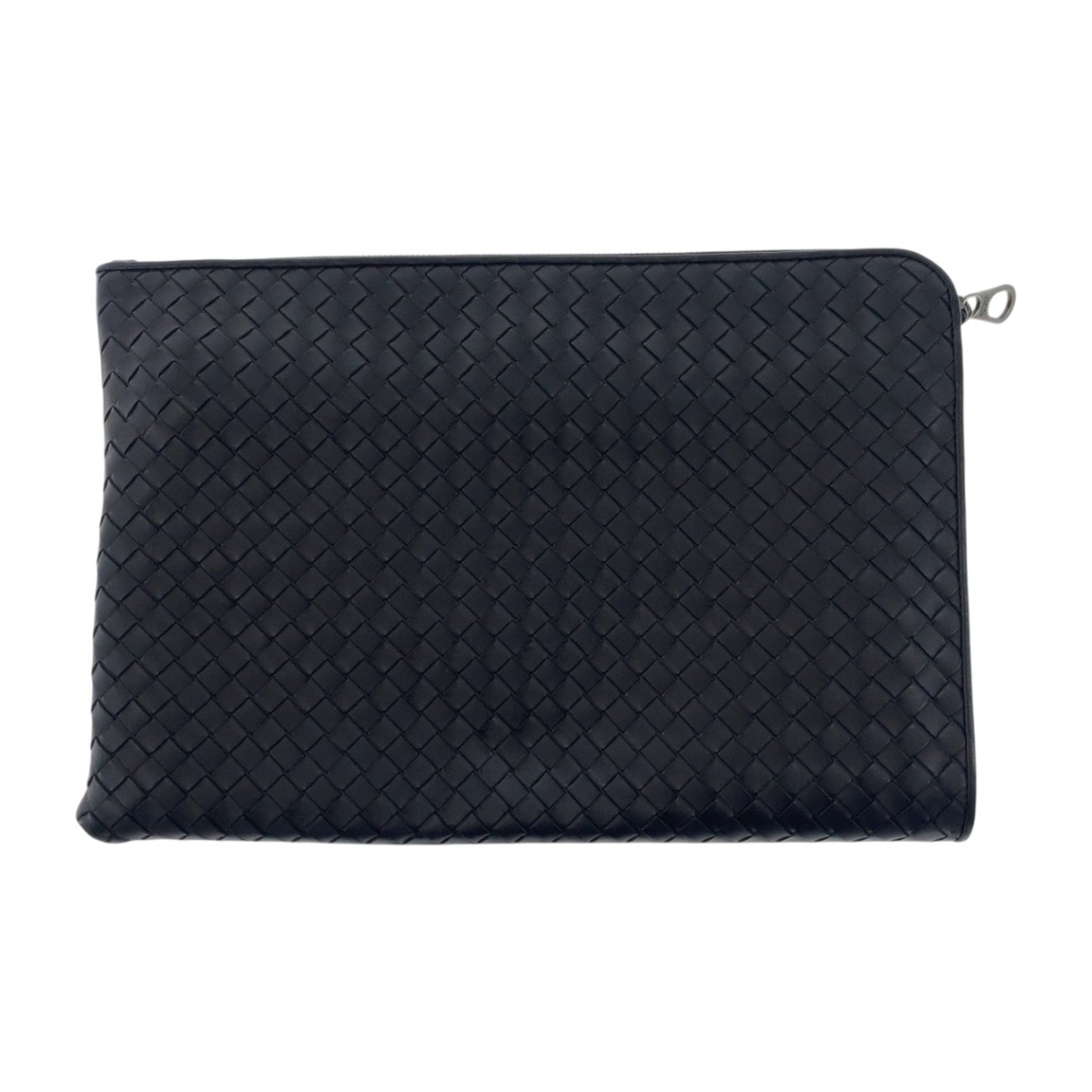 BOTTEGA VENETA Intrecciato Leather Clutch Bag with Gunmetal Hardware