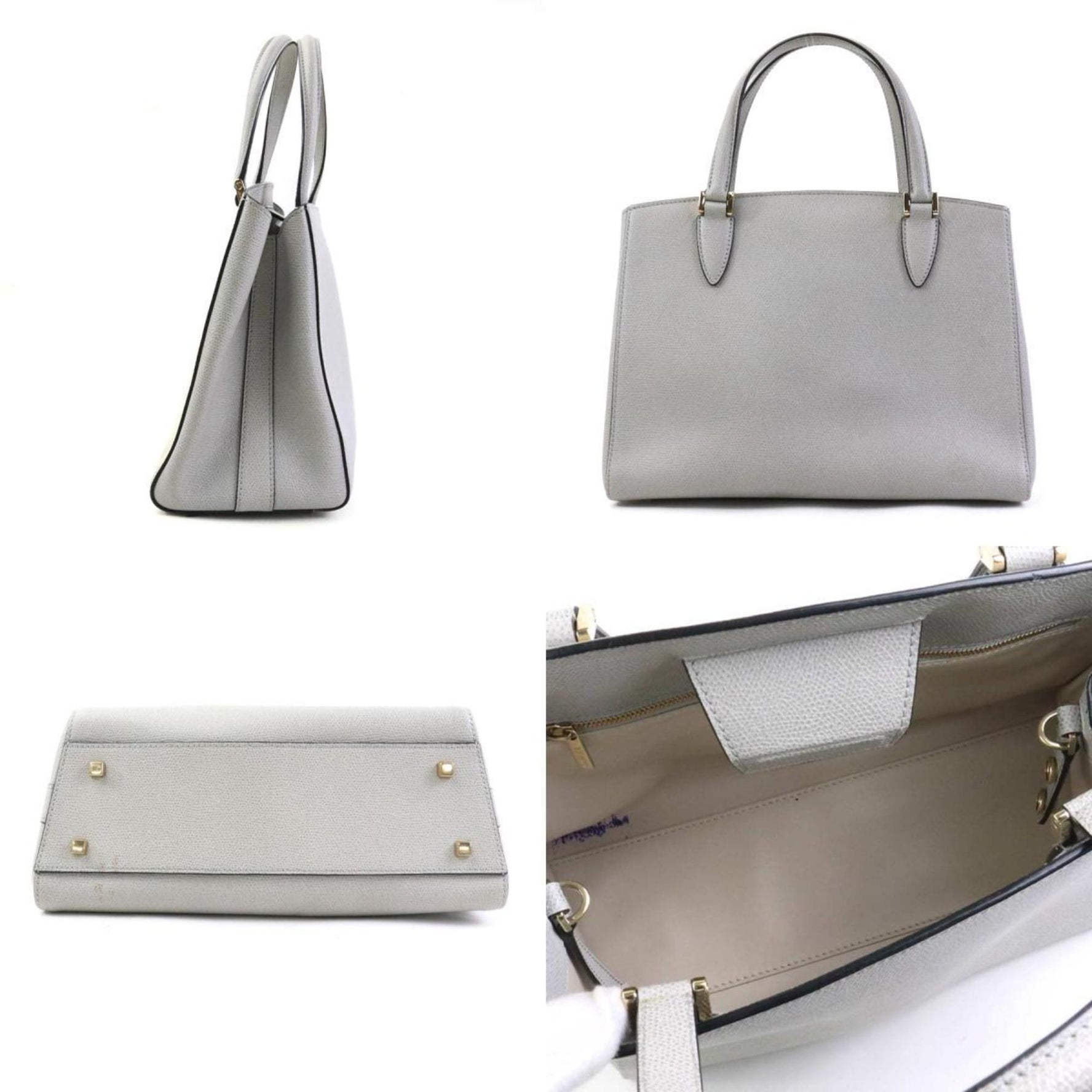Valextra Handbag Shoulder Bag Triennale Leather Grey