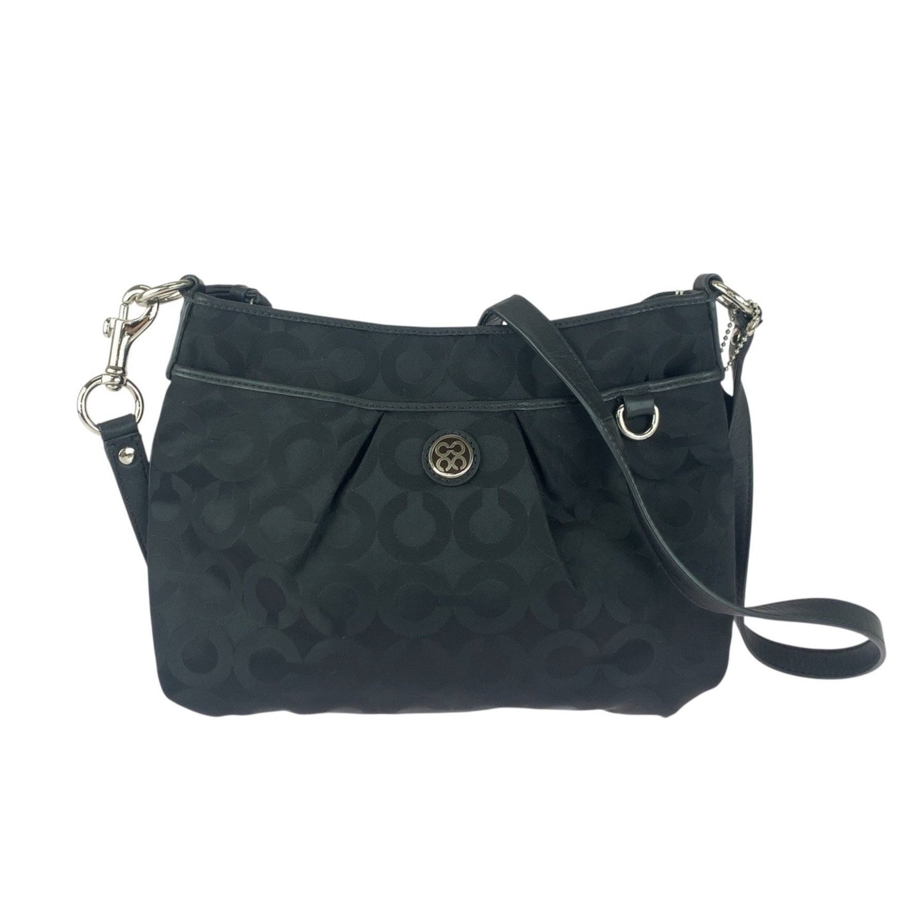 COACH Op Art Nylon Shoulder Bag with Silver Hardware
