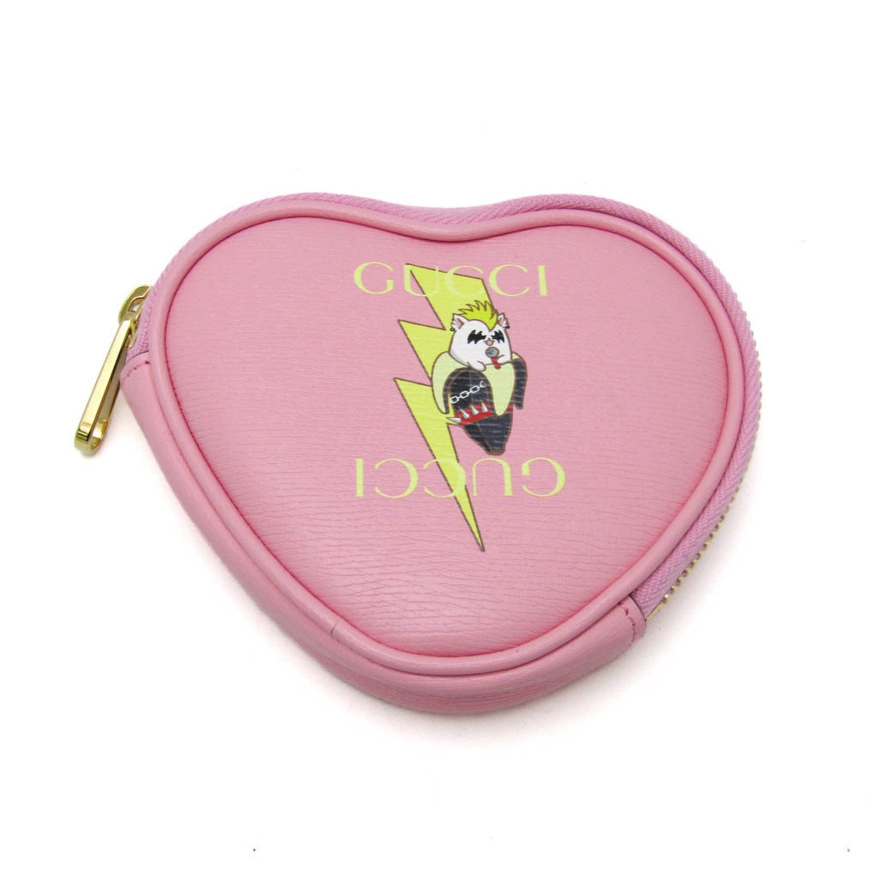 Gucci X Bananya Collaboration Heart Banana Lightning Leather Coin Purse/coin Case Multi-color,Pink
