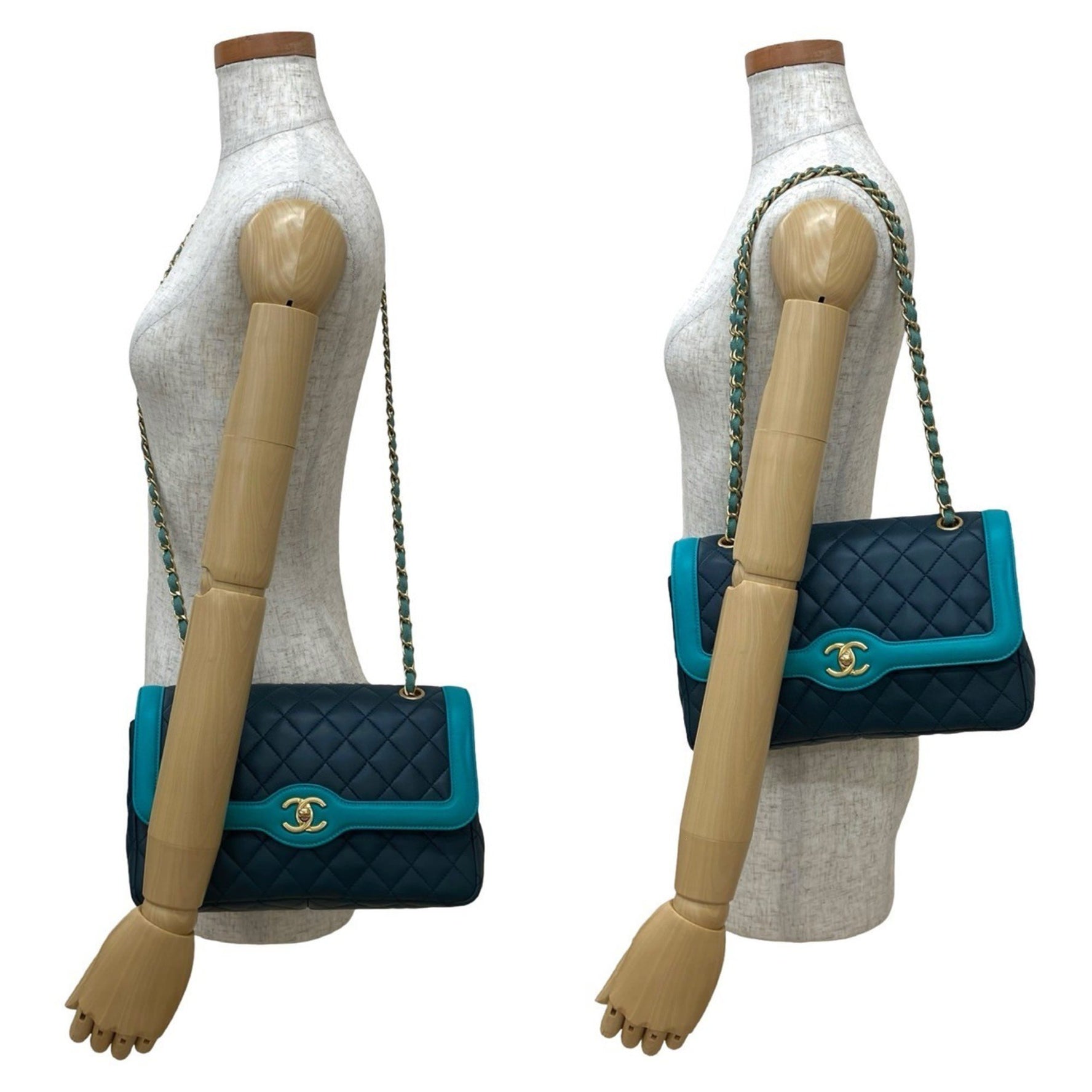 CHANEL Matelasse Coco Lambskin Leather Chain Semi Shoulder Bag, Navy Blue