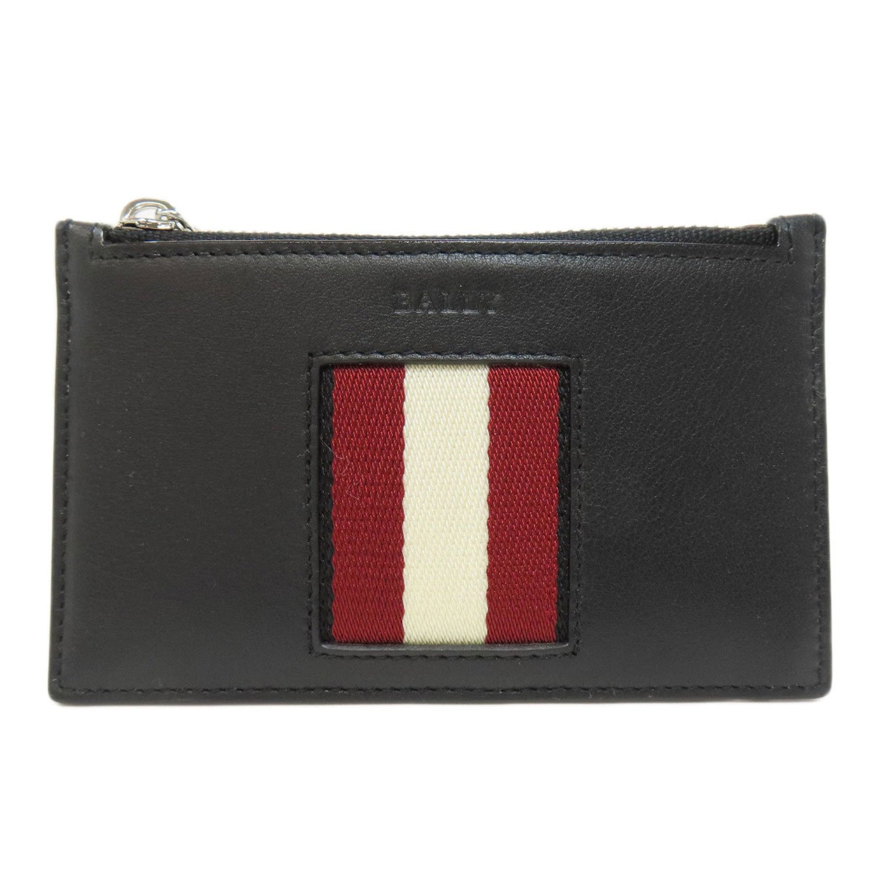 BALLY Stripe Business Card Holder/Card Case Leather