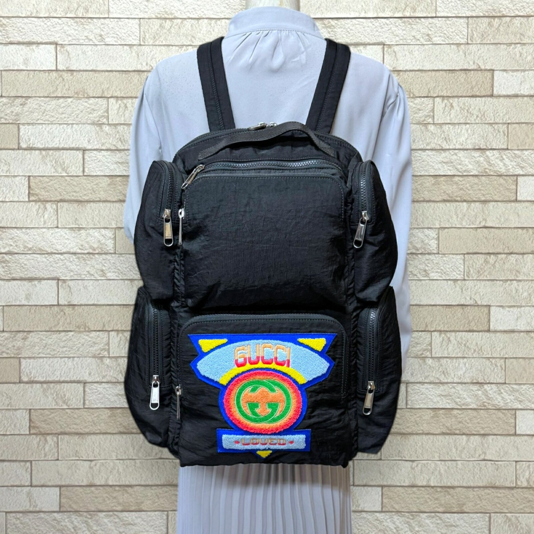 Gucci Patch Embroidered Backpack/Daypack Nylon