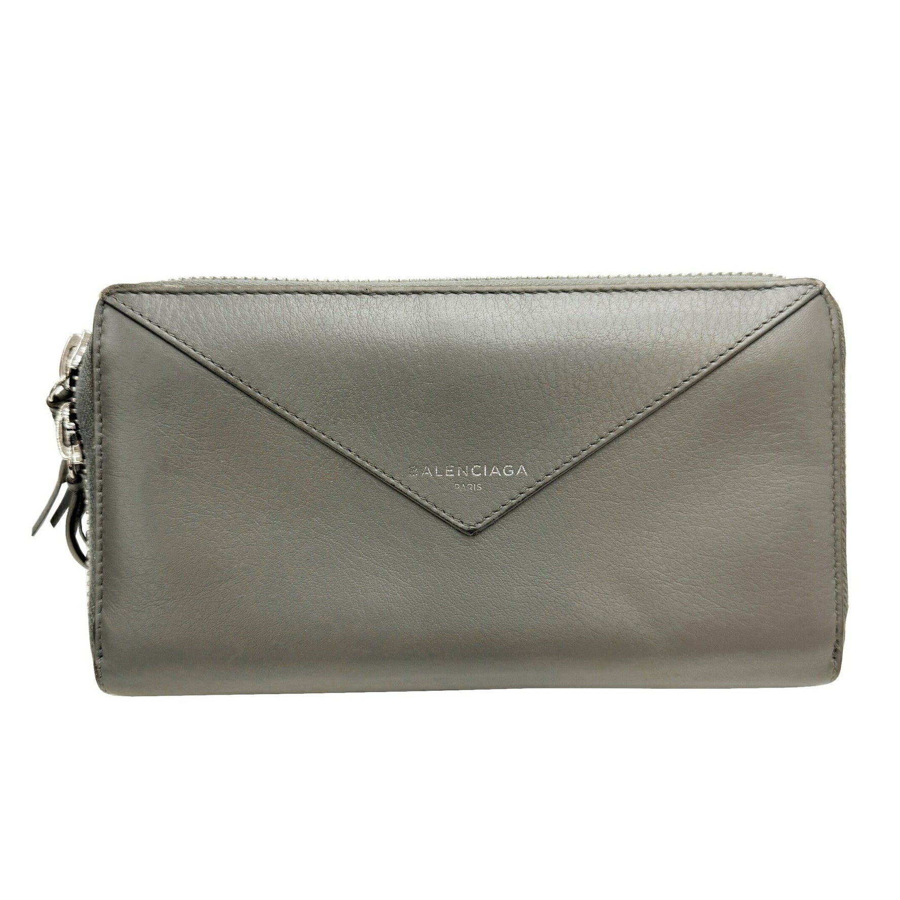 BALENCIAGA Paper Continental Wallet Round Men's Long Leather Grey