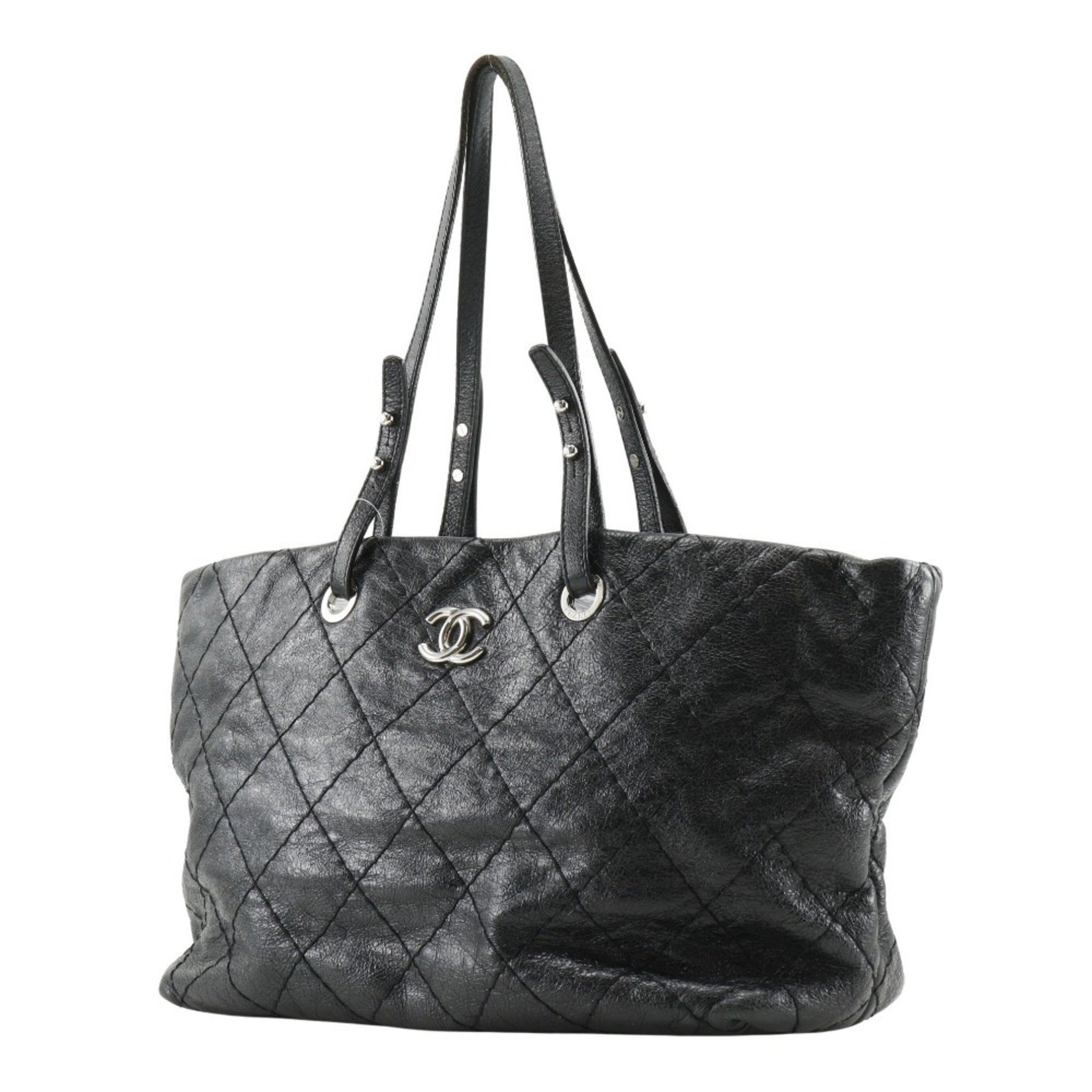 CHANEL On the Road Tote Bag Coco Mark 8019 Leather Load