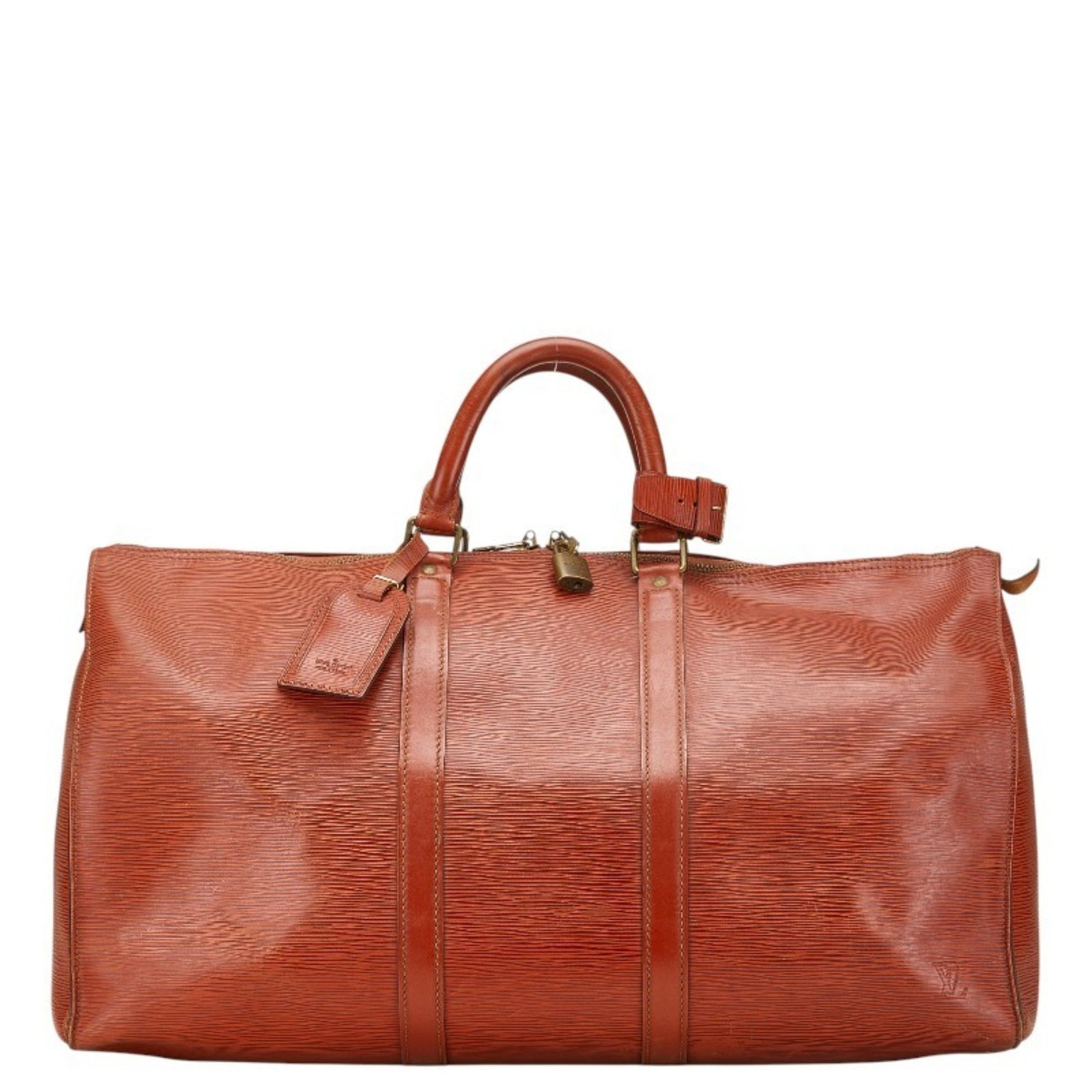 Louis Vuitton Epi Keepall 50 Boston Bag Travel Zipangu Gold Brown Leather