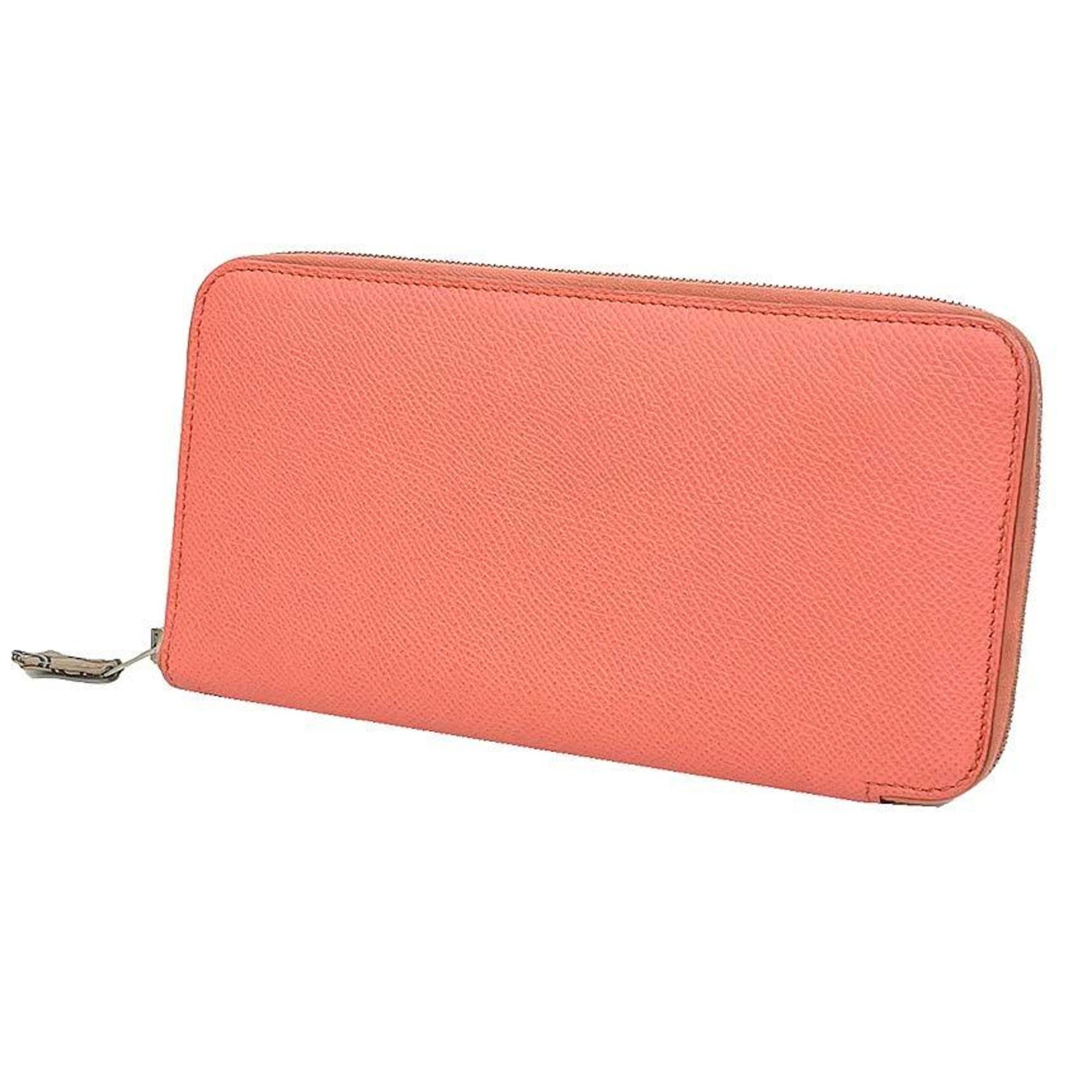 HERMES Azap Long Silk In Round Wallet Salmon Pink X Stamp (2016 Production)