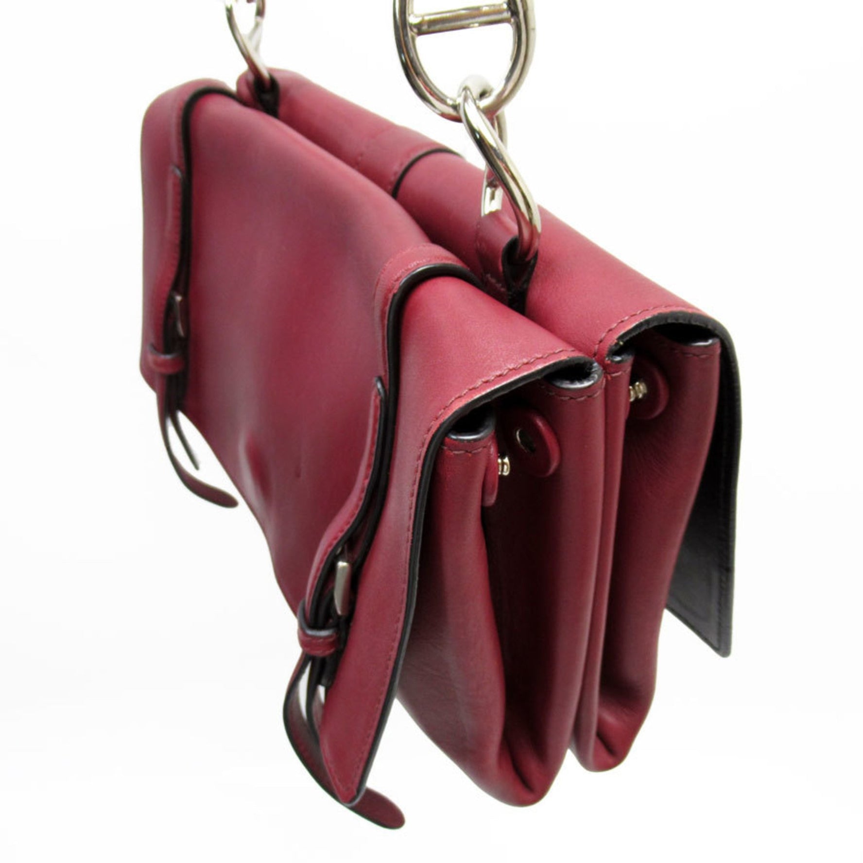 PRADA shoulder bag leather dark red