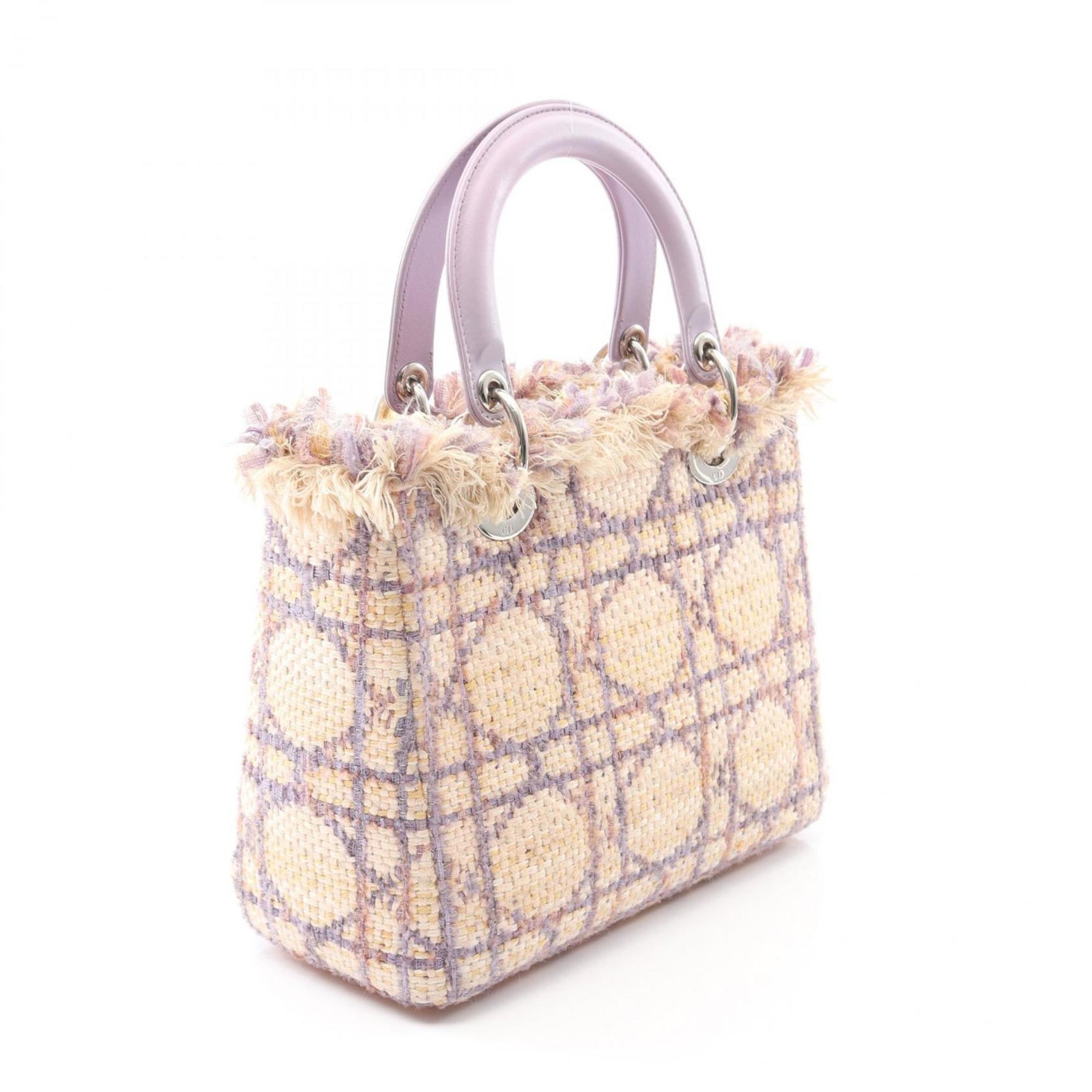 Christian Dior Dior Lady Cannage handbag, fabric and leather, beige purple.