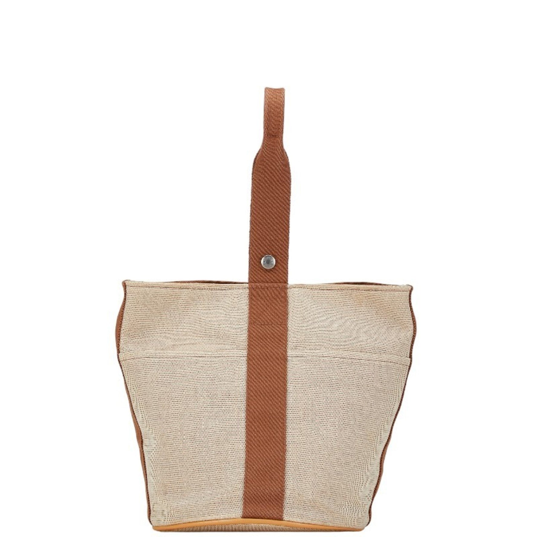 Hermès Saxo MM Handbag Tote Bag Beige Brown Toile H HERMES