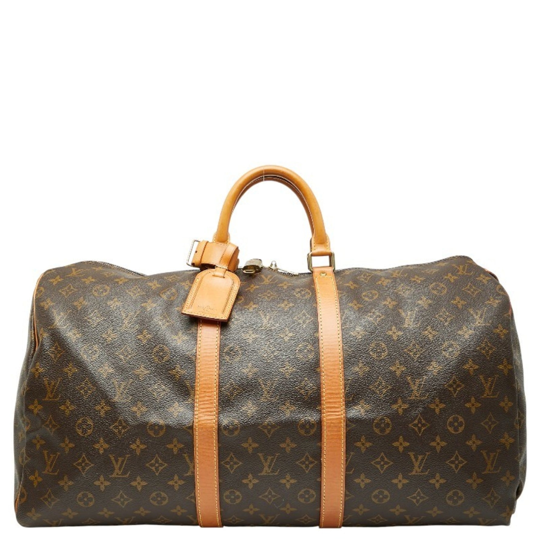 Louis Vuitton Monogram Keepall 55 Boston Bag/Travel Bag Brown Leather LOUIS VUITTON