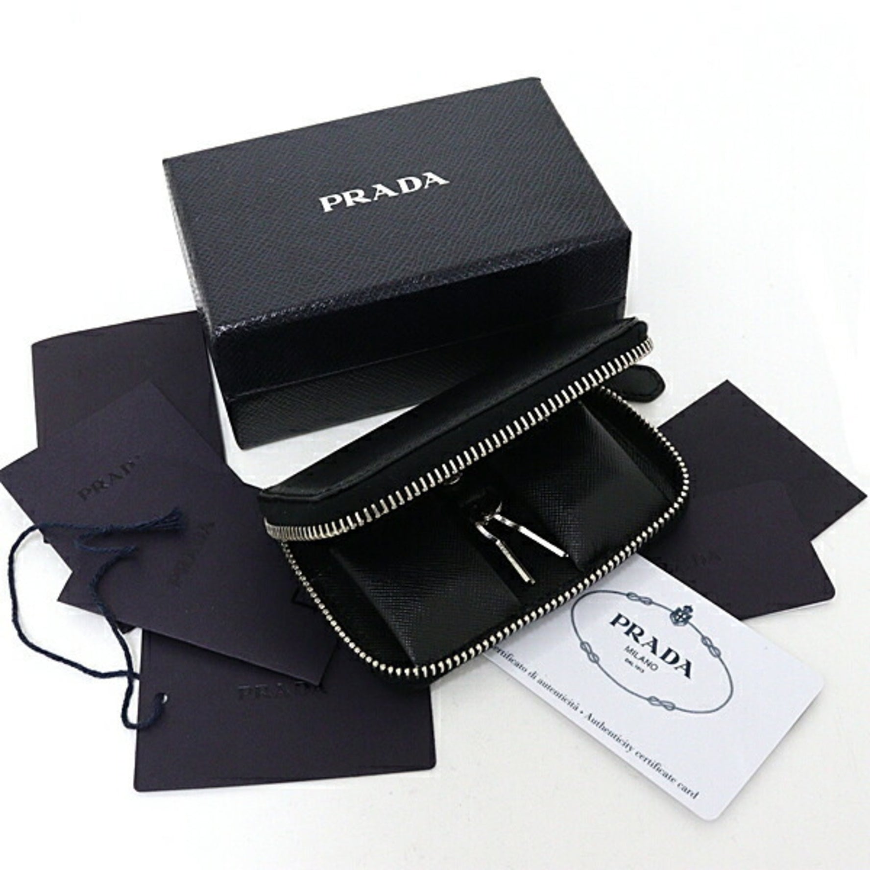 PRADA Padlock Holder PORTA LUCCHETTI Saffiano NERO