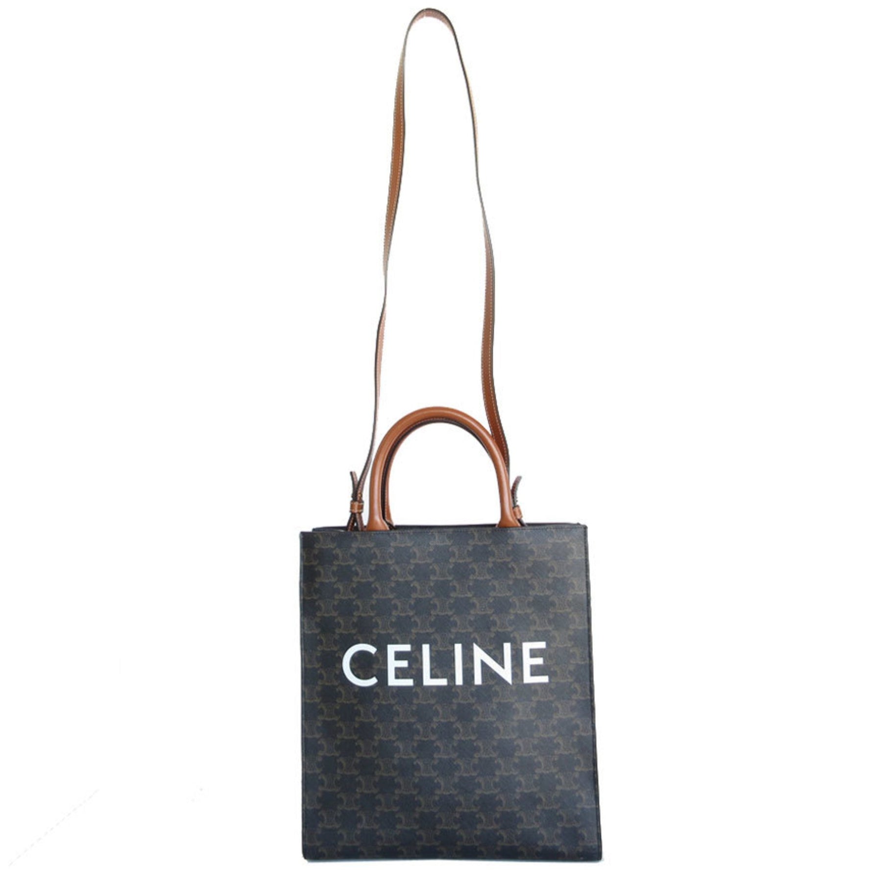 CELINE Handbag Shoulder Bag Triomphe Vertical Cabas Leather Gold