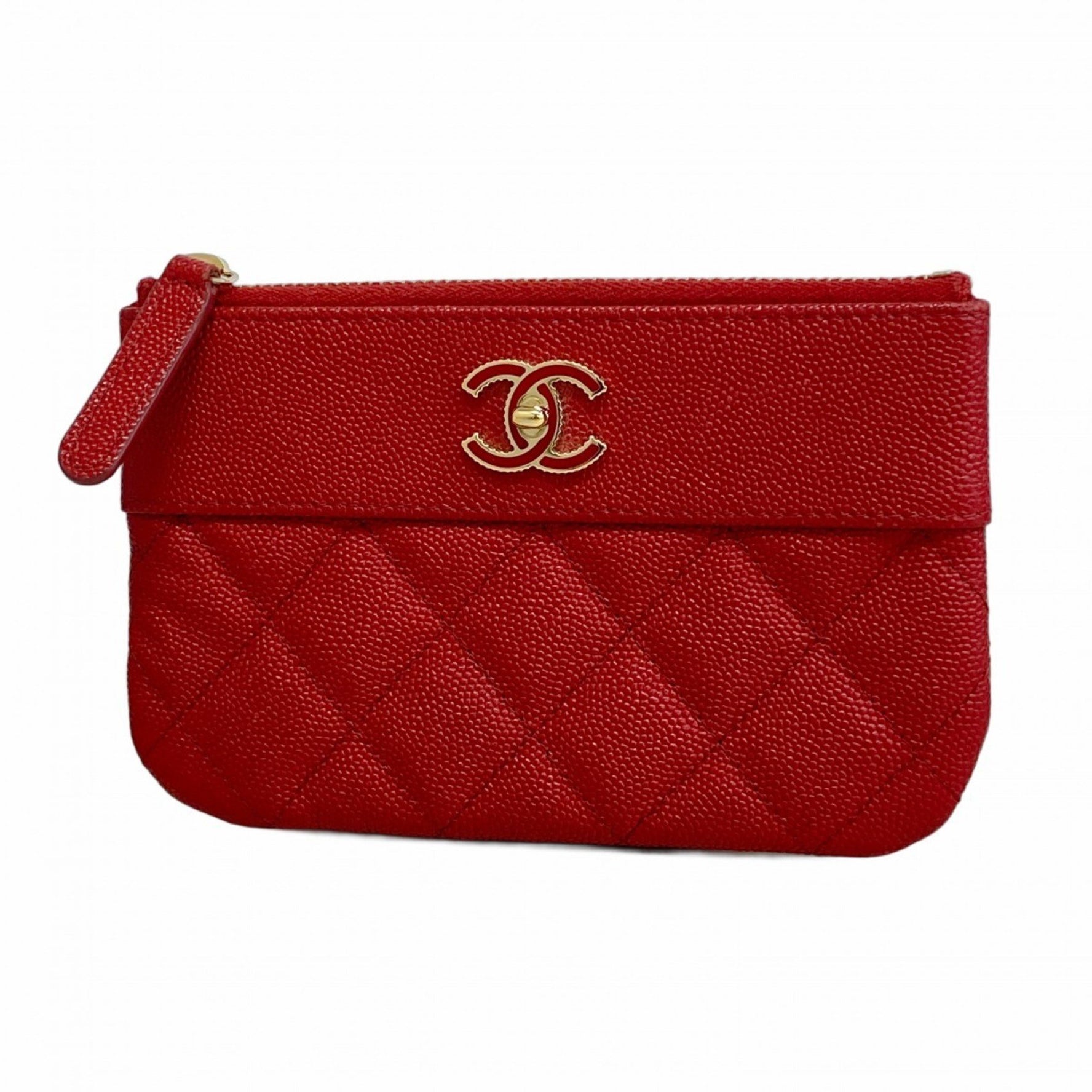 Chanel Wallet/Coin Case Matelasse Caviar Leather Red