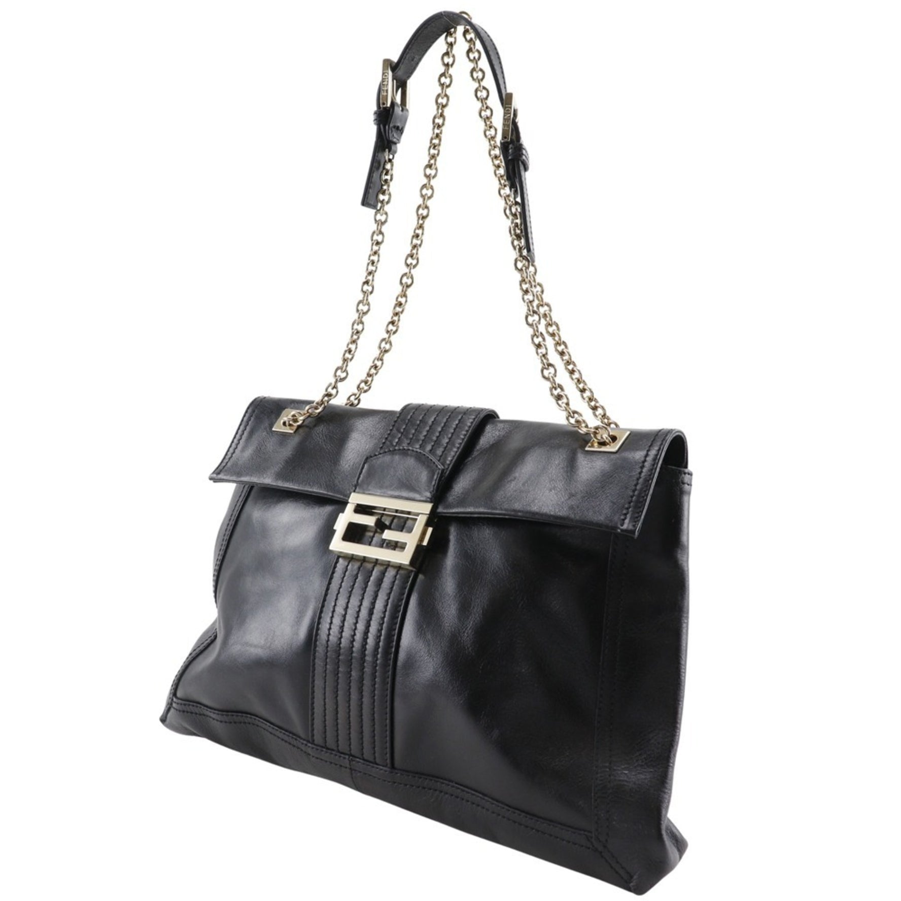 FENDI Chain Tote Bag Shoulder Leather Flap
