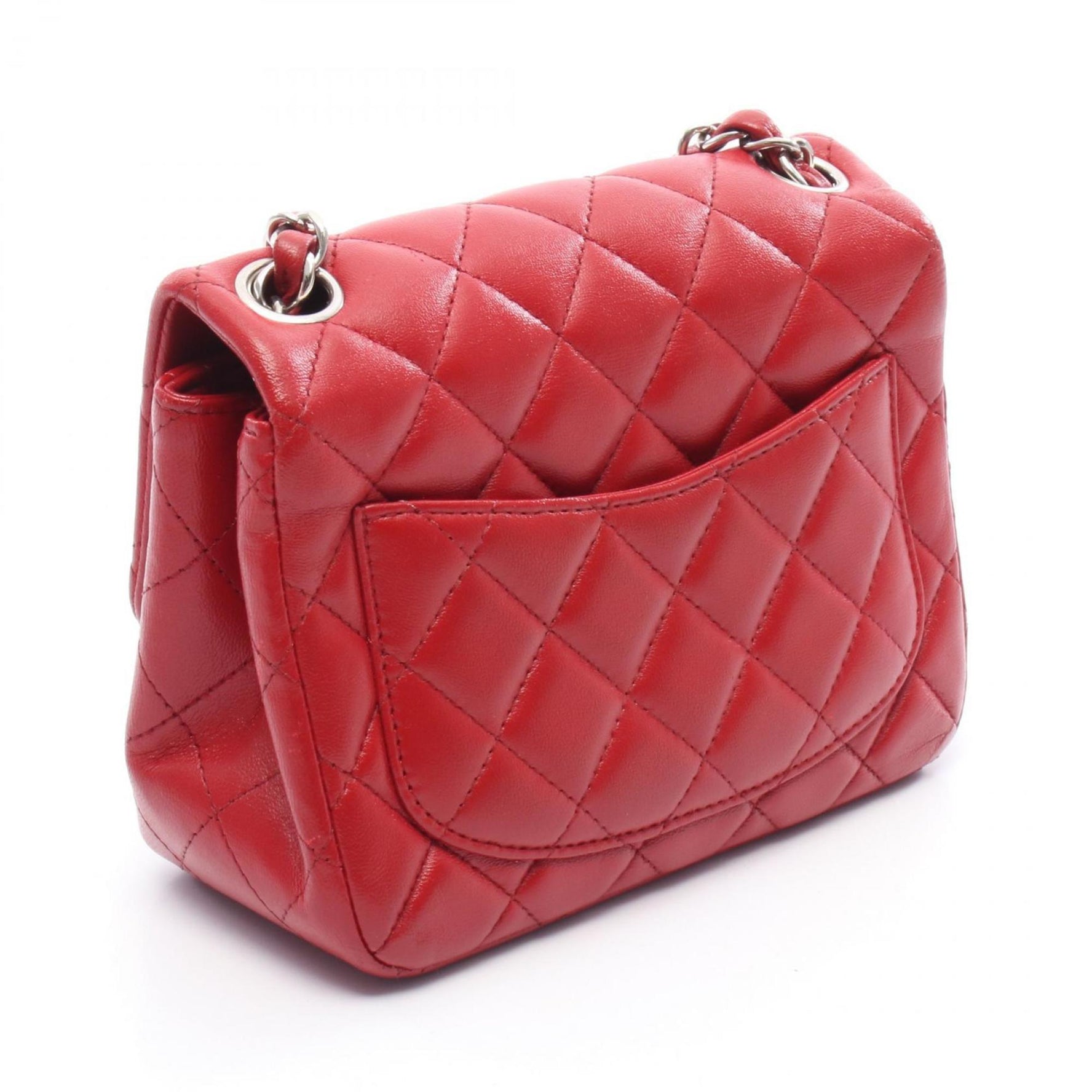 CHANEL Mini Matelasse Shoulder Bag, Leather, Red