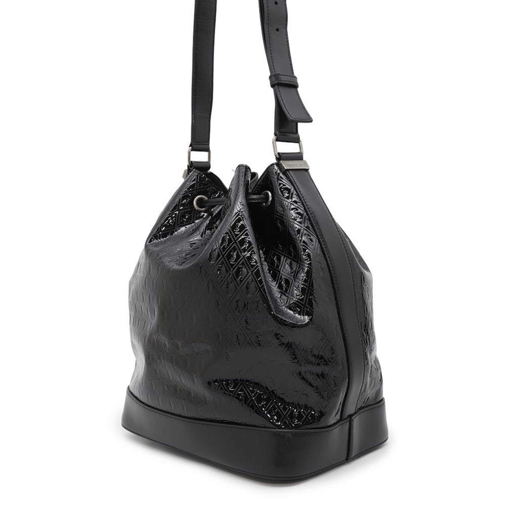 Saint Laurent Shoulder Bag Monogram Allover Bucket Patent Leather