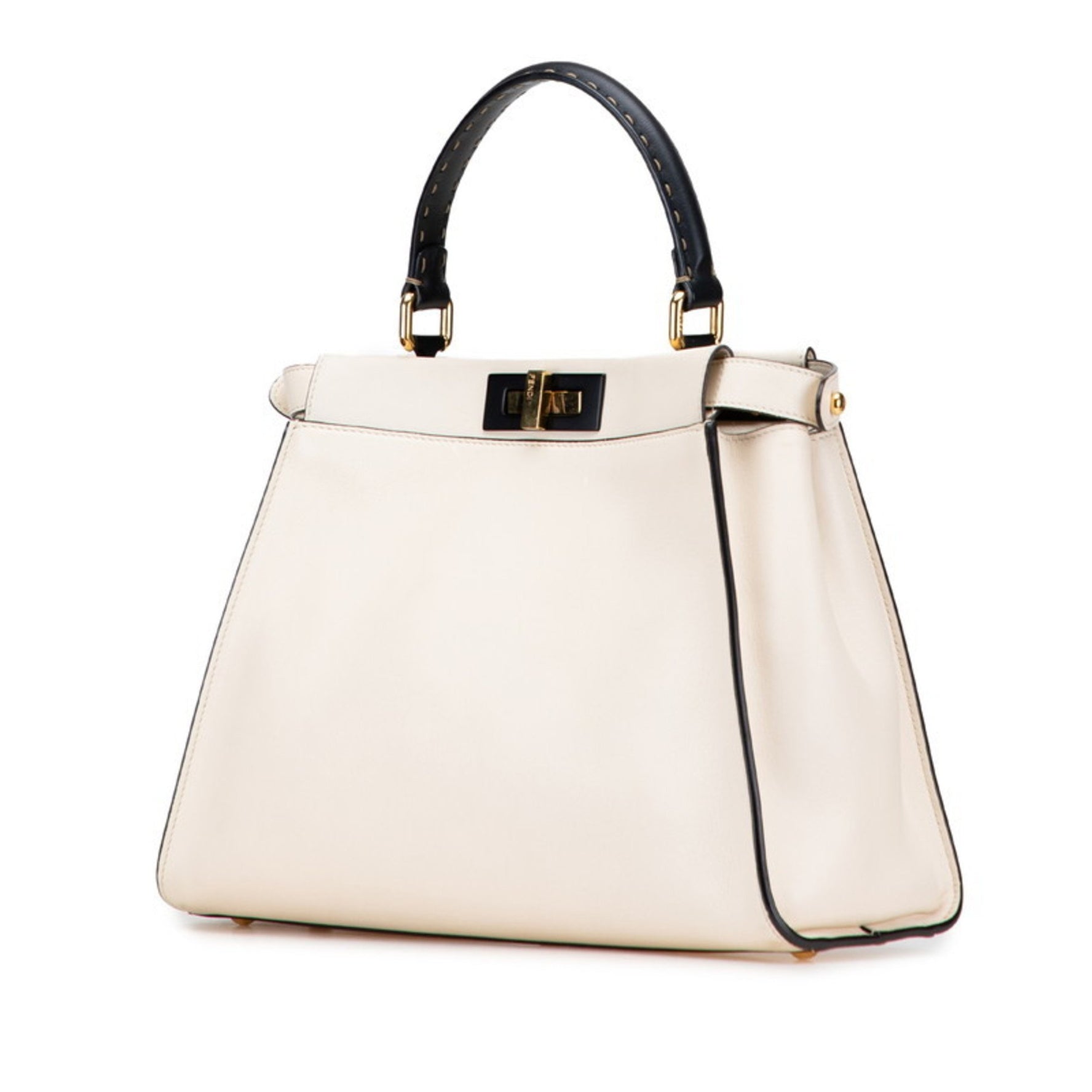 Fendi Peekaboo Handbag/Shoulder Bag Beige Black Leather