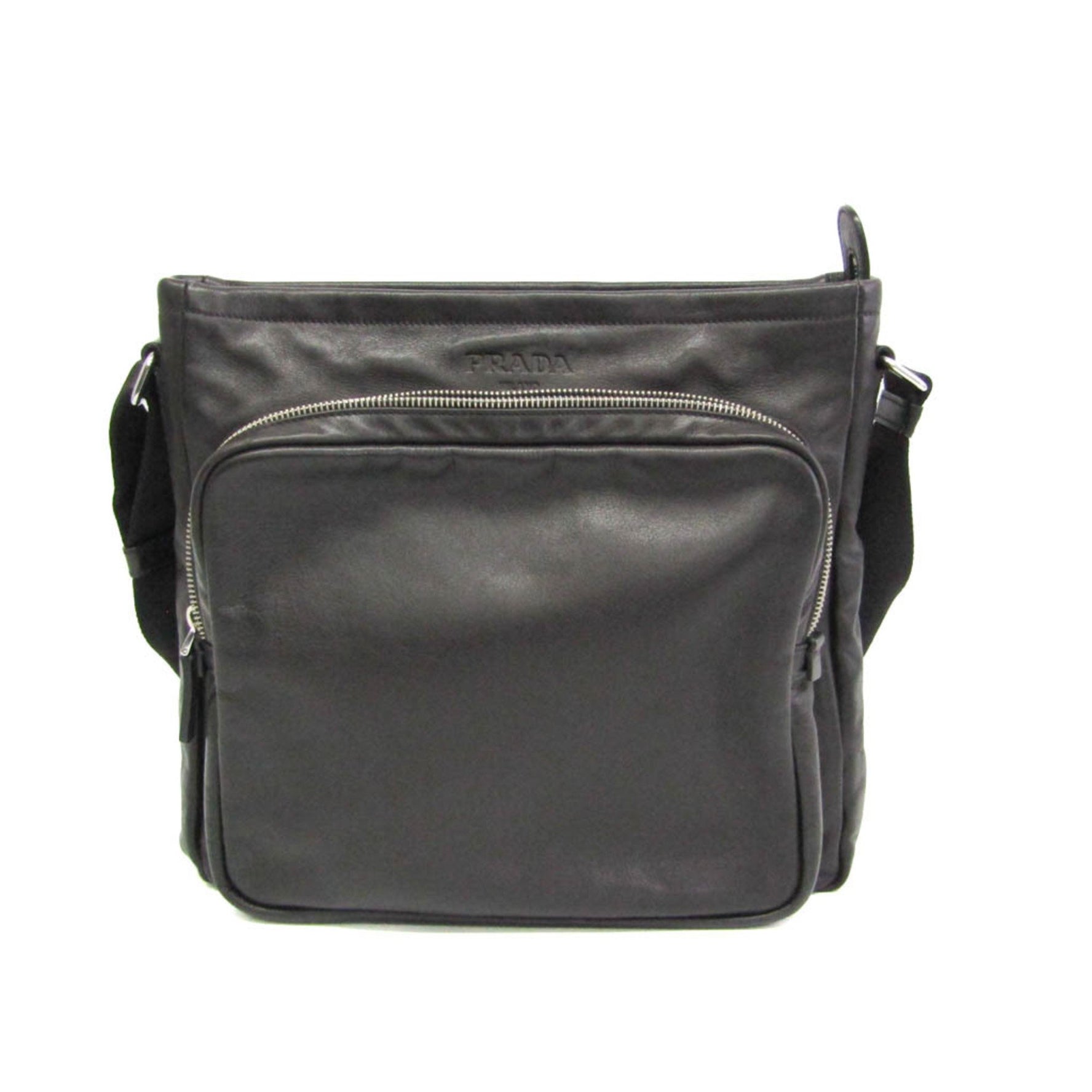 Prada BANDOLIERA VA0785 Women's Leather Shoulder Bag Black